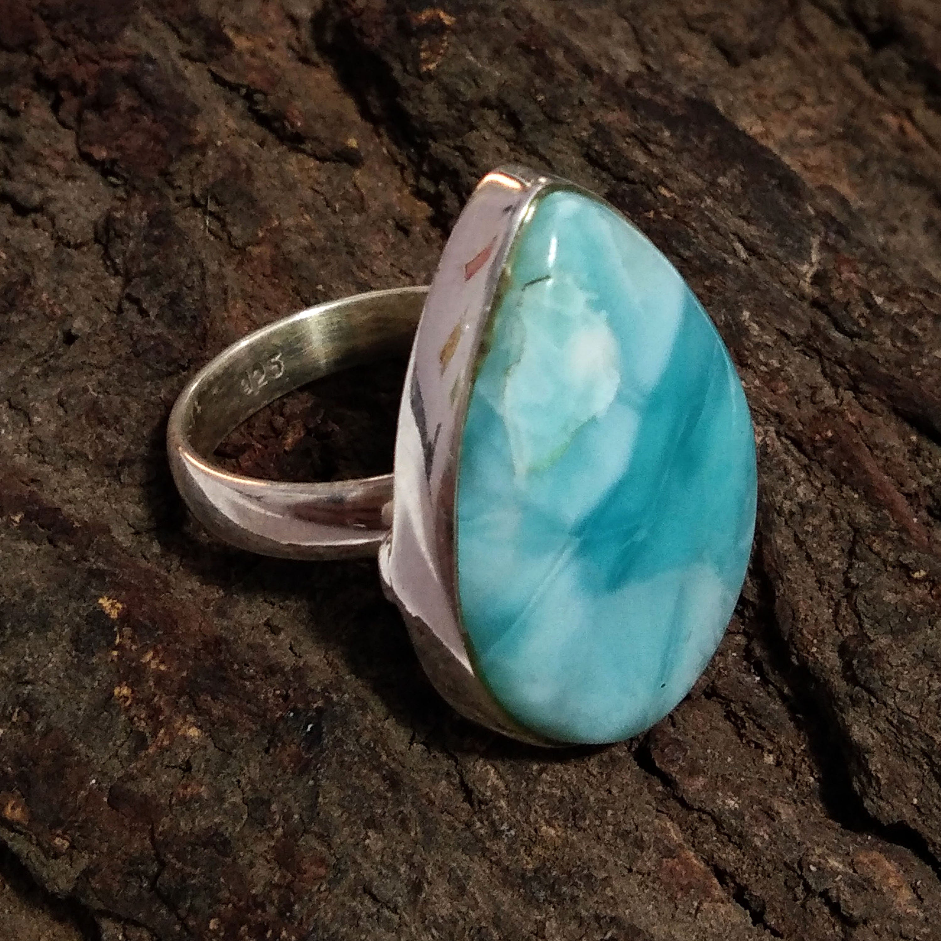 Larimar Ring, 925 Sterling Silver Ring, Gemstone Rings, For Women Ring, Silver Ring, Handmade Rings, Statement Rings, Birthday Ring
