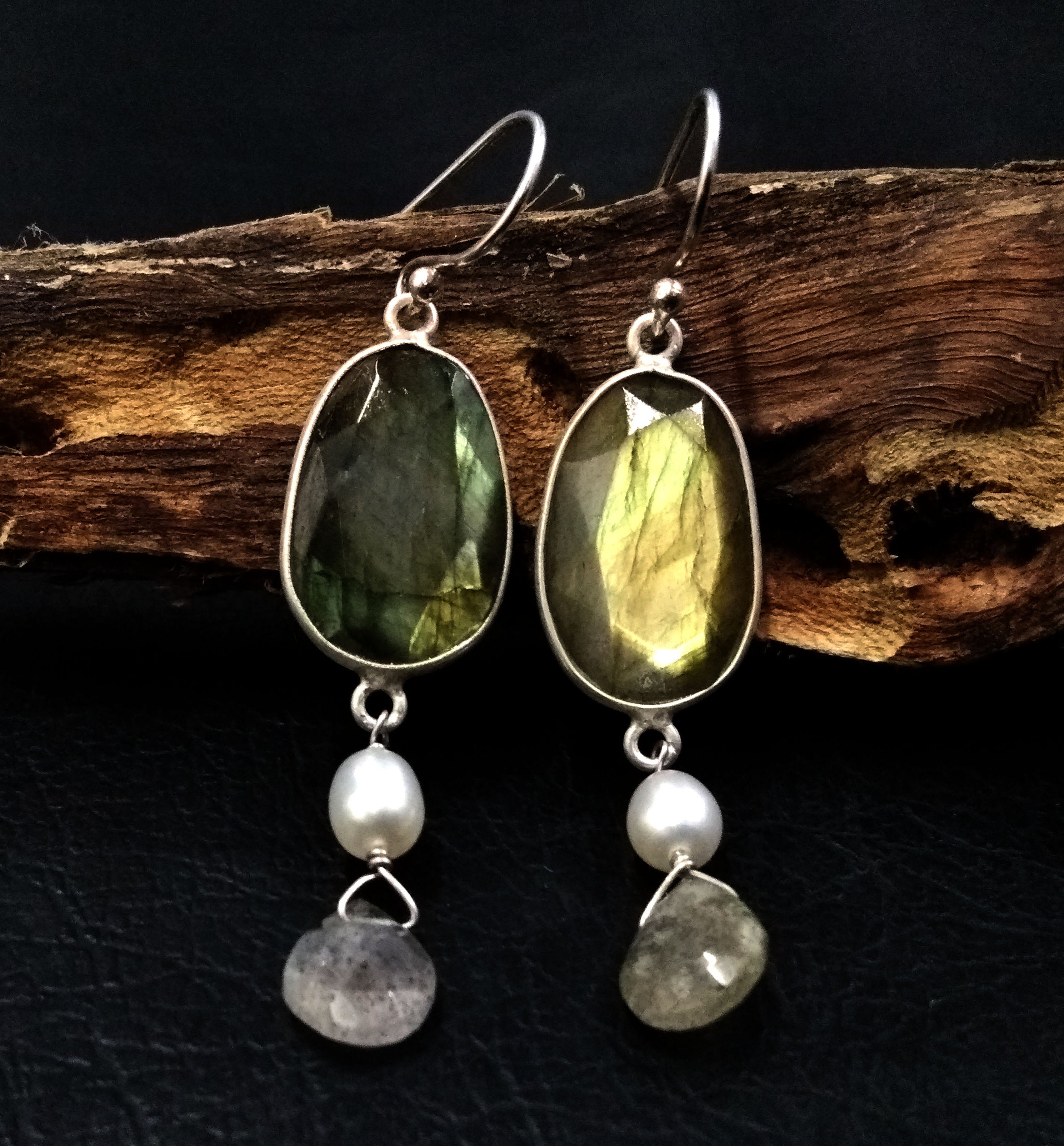 Natural Labradorite Yellow Fire Stone Earring, 925 Solid Starling Silver Earring, Labradorite Stone Handmade Gift Christmas Women Earring