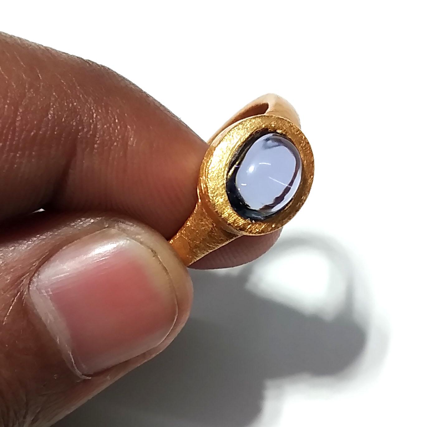 Iolite Sterling Silver Ring, 925 Sterling Silver Gold Plated Ring, Natural Iolite Stone Ring, Nice Design Good Making Gift Ring Gift For Her