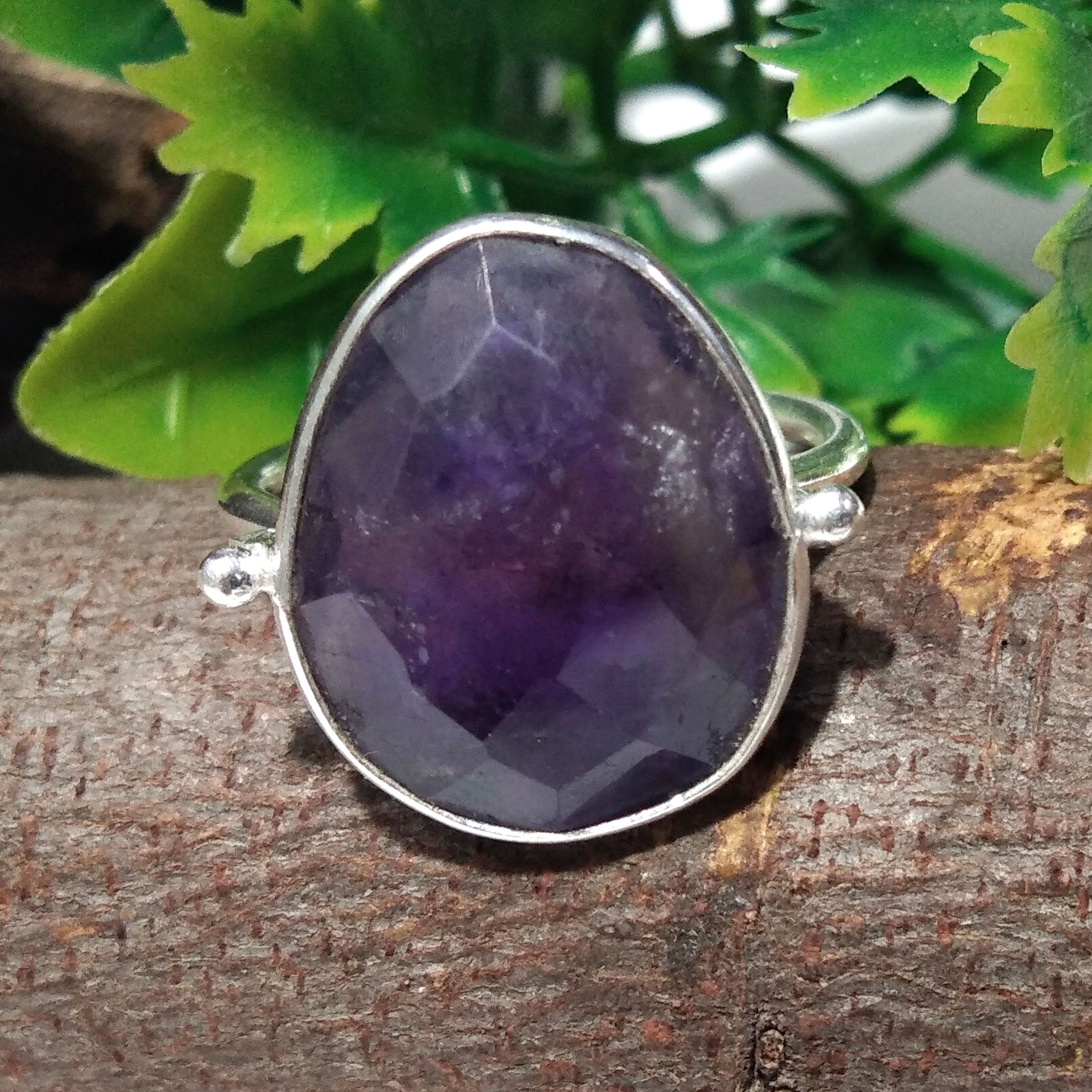 Natural Amethyst Checker Cut Gemstone Ring, 925 Solid Starling Silver Ring, Amazing Amethyst Stone Size 18x15 mm Gift Wedding Ring Jewelry