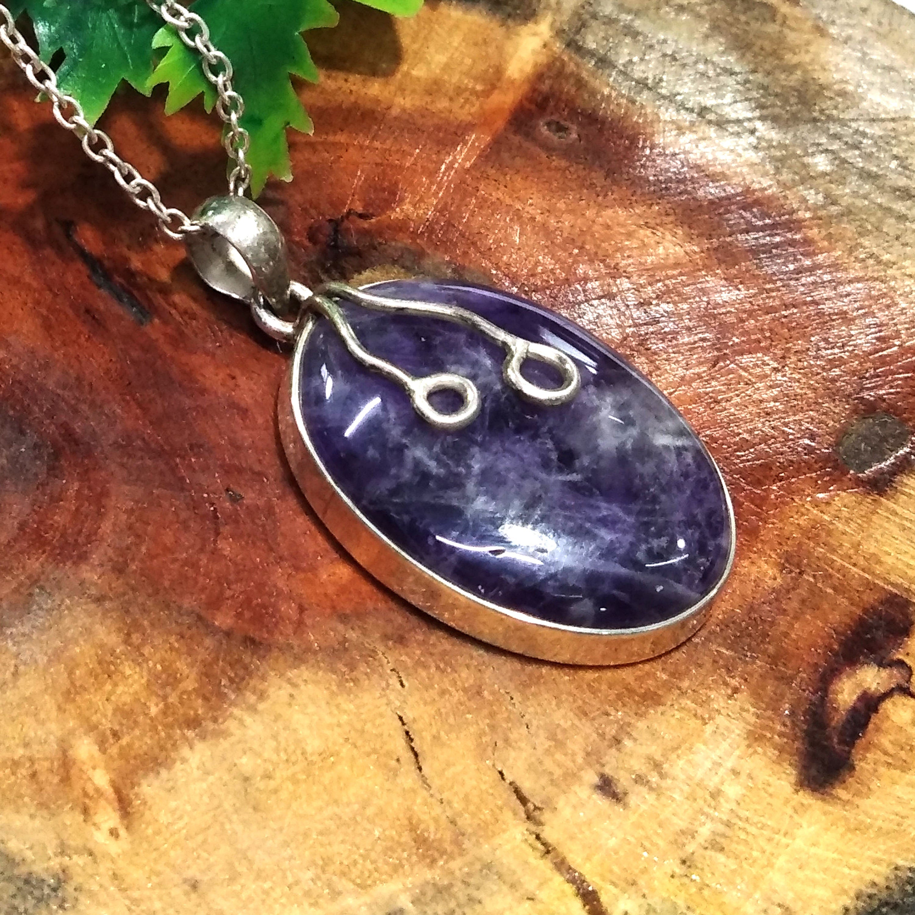 Natural Amethyst Gemstone Pendant Chain Necklace, 925 Starling Silver Pendant Necklace, Handmade Jewelry Stone Size 28x21 mm Gift Pendant