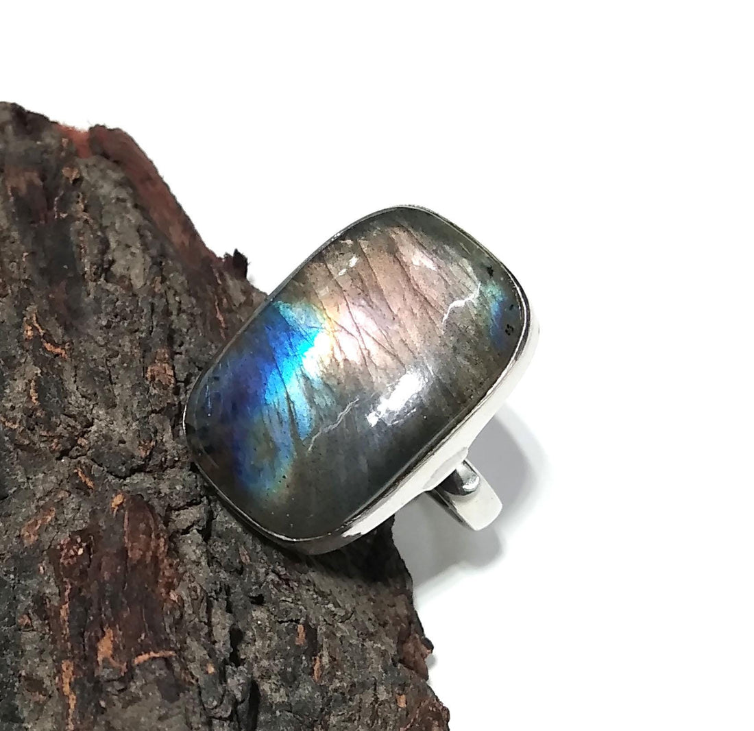 Natural Purple Fire Labradorite Gemstone Ring, Specrtolite Labradorite Ring, 925 Solid Sterling Silver Ring, Amazing Design Labradorite Ring
