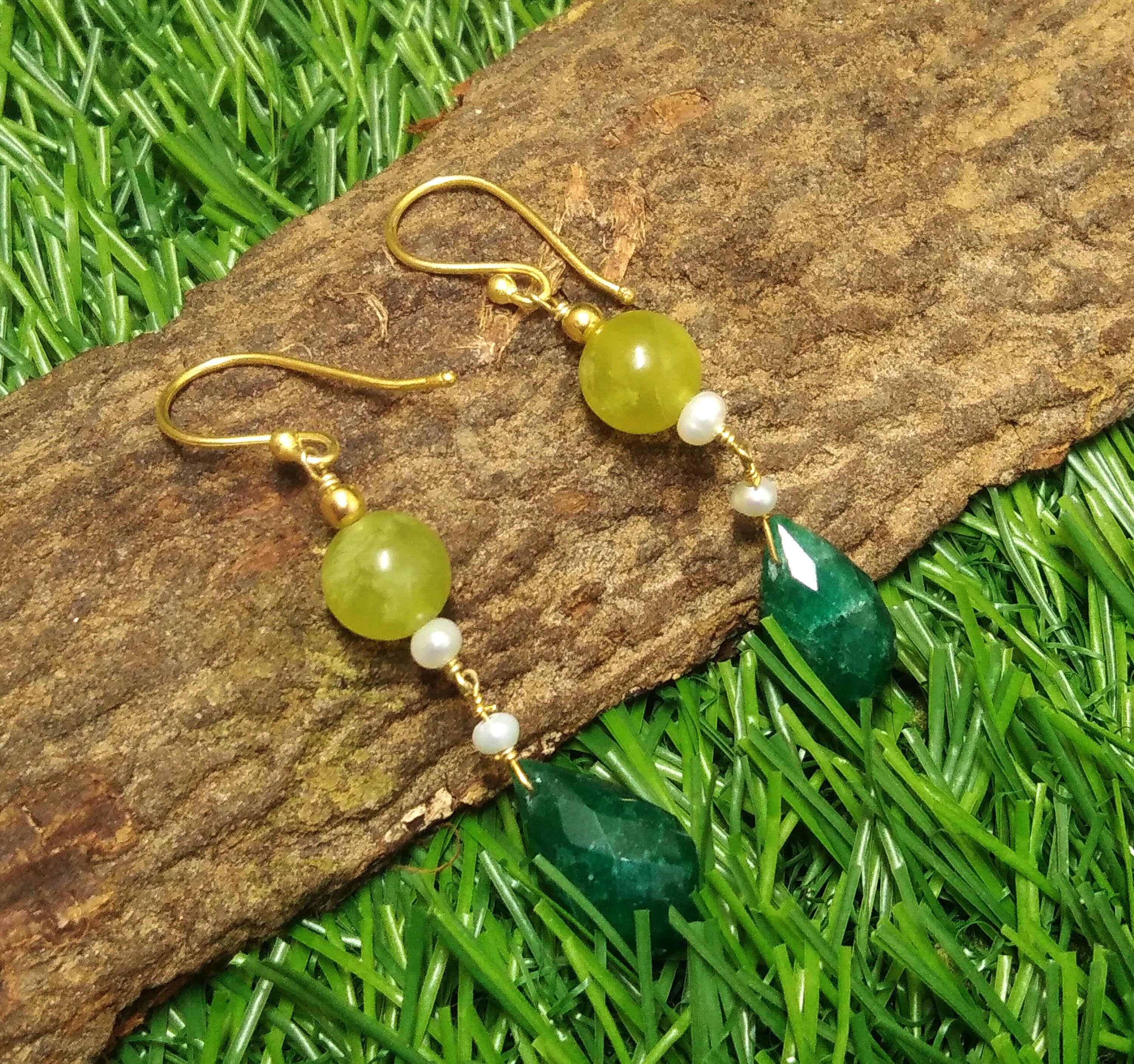 Natural Green Onyx,Green Opal Stone Earring, 925 Sterling Silver Gold Plated Earring, Amazing Design Onyx Earring, For Gift Birthday Earring