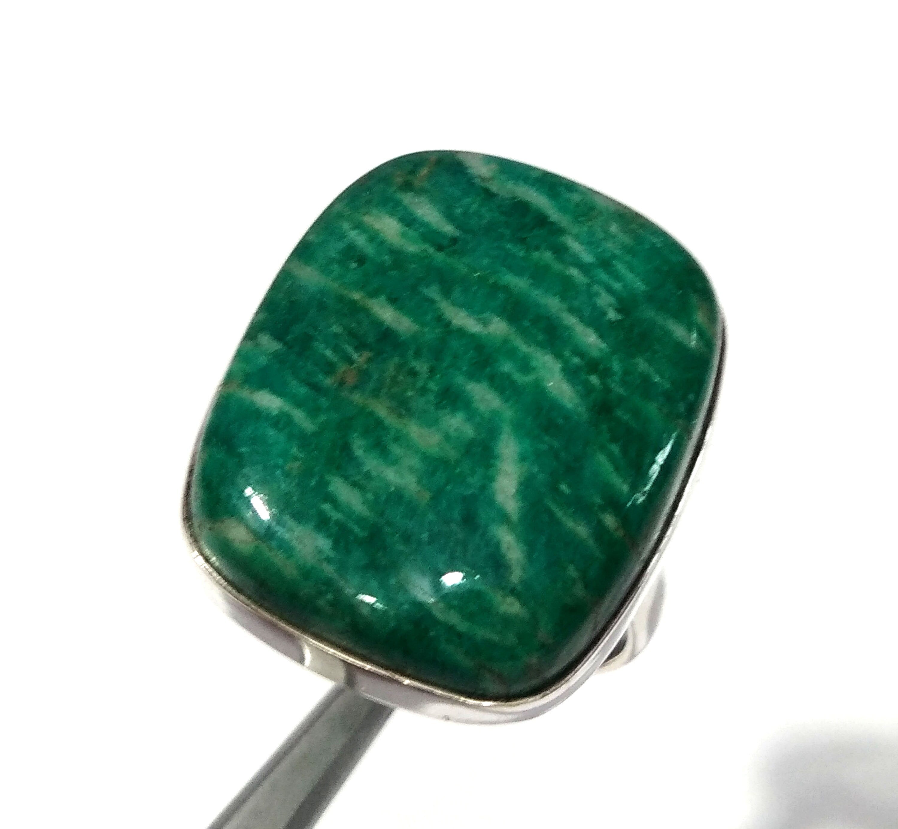 Natural Amazonite Gemstone Ring, 925 Solid Sterling Silver Ring, Amazonite Stone Size 23x20 mm Cushion Shape Gift Birthday Ring
