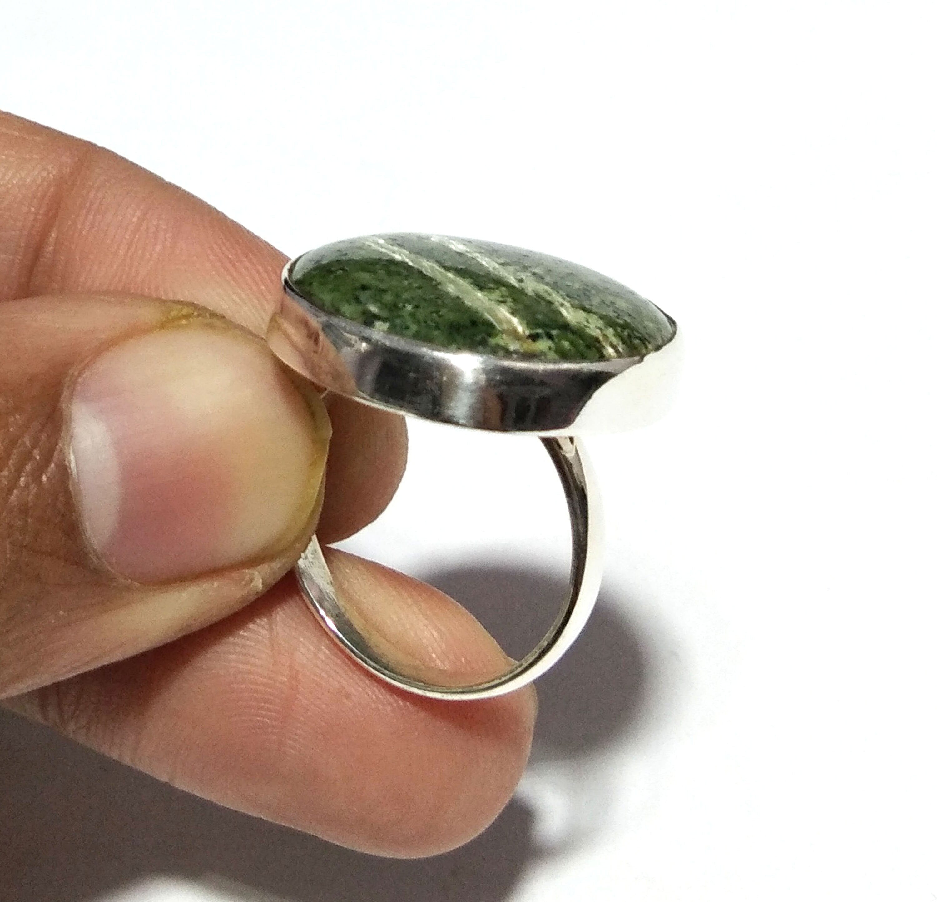 Natural Green Zebra Jasper Gemstone Ring, Solid 925 Sterling Silver Ring, Zebra Jasper Stone Size 22x22mm Handmade Ring Gift Mother day Ring