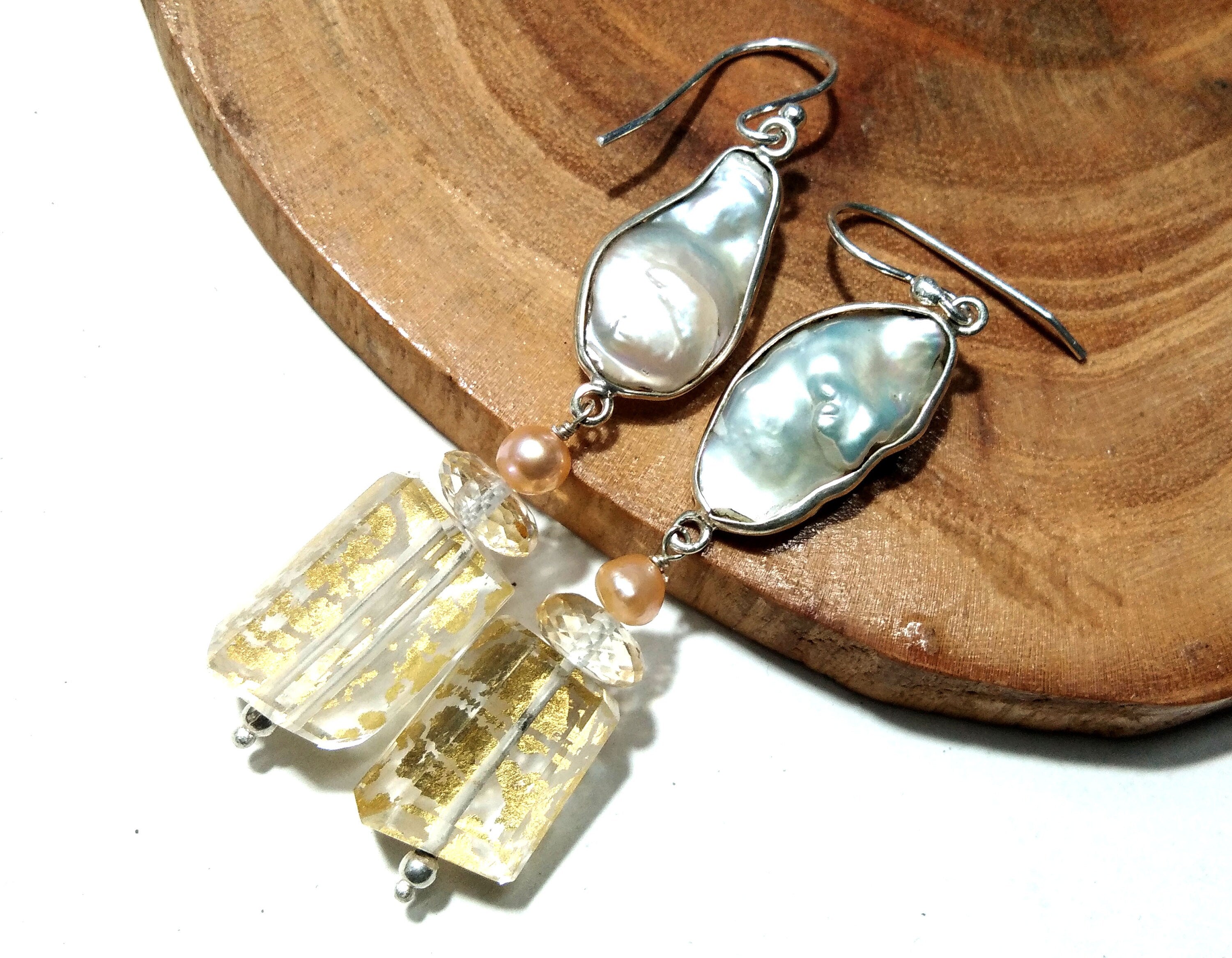 Amazing Color 100% Natural Doublet Gemstone Crystal & Pearl Multi Gemstone Earrings, With 925 Starling Silver Jewelry For Gifts Girls/Women