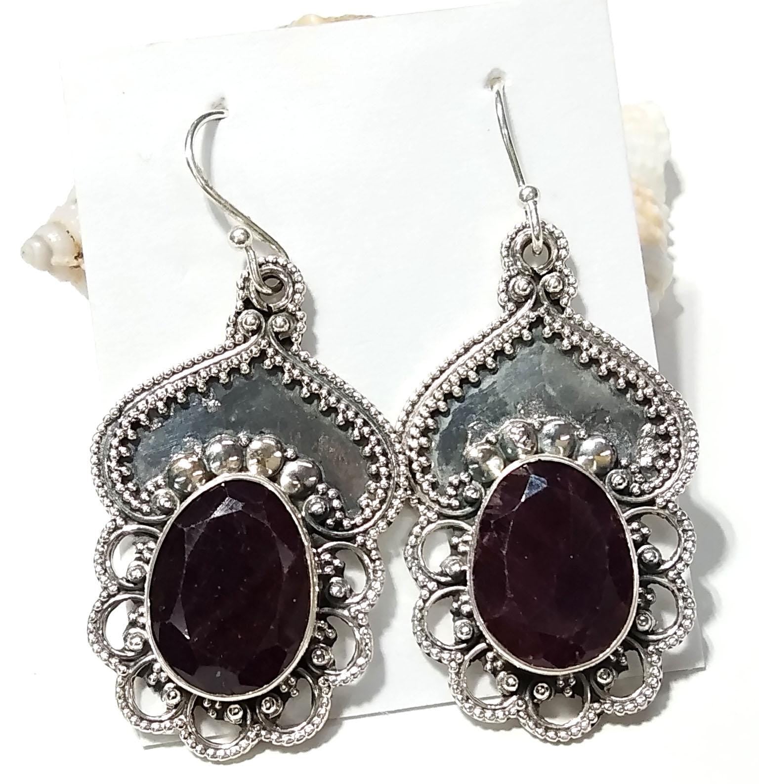 Good Making Ruby Earring, Red Ruby Earring, 925 Sterling Silver, Boho Jewelry, Delicate Earring, Wedding Jewelry, Handmade Jewelry,For Women