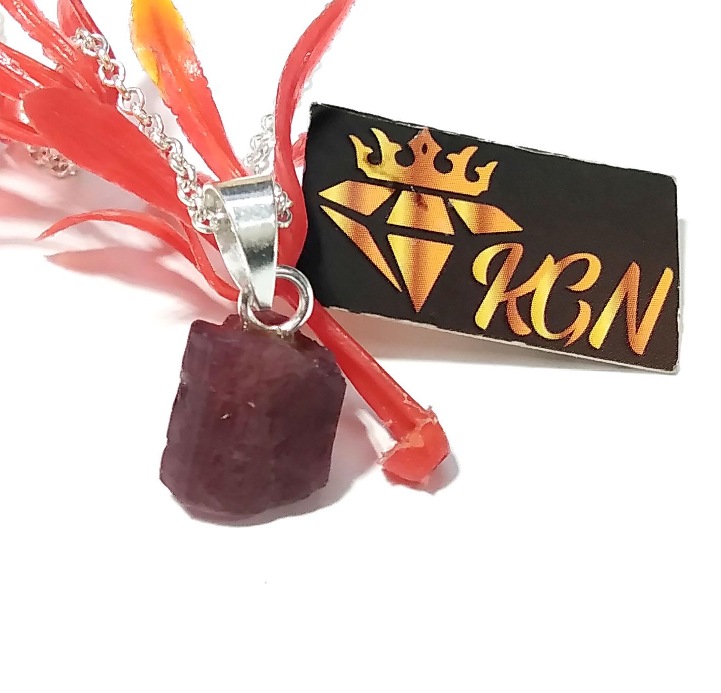 Natural Pink Tourmaline Raw Gemstone Pendant, Solid 925 Starling Silver Pendant Chain Necklace, Jewelry Stone Size 12x11mm Gift Pendant