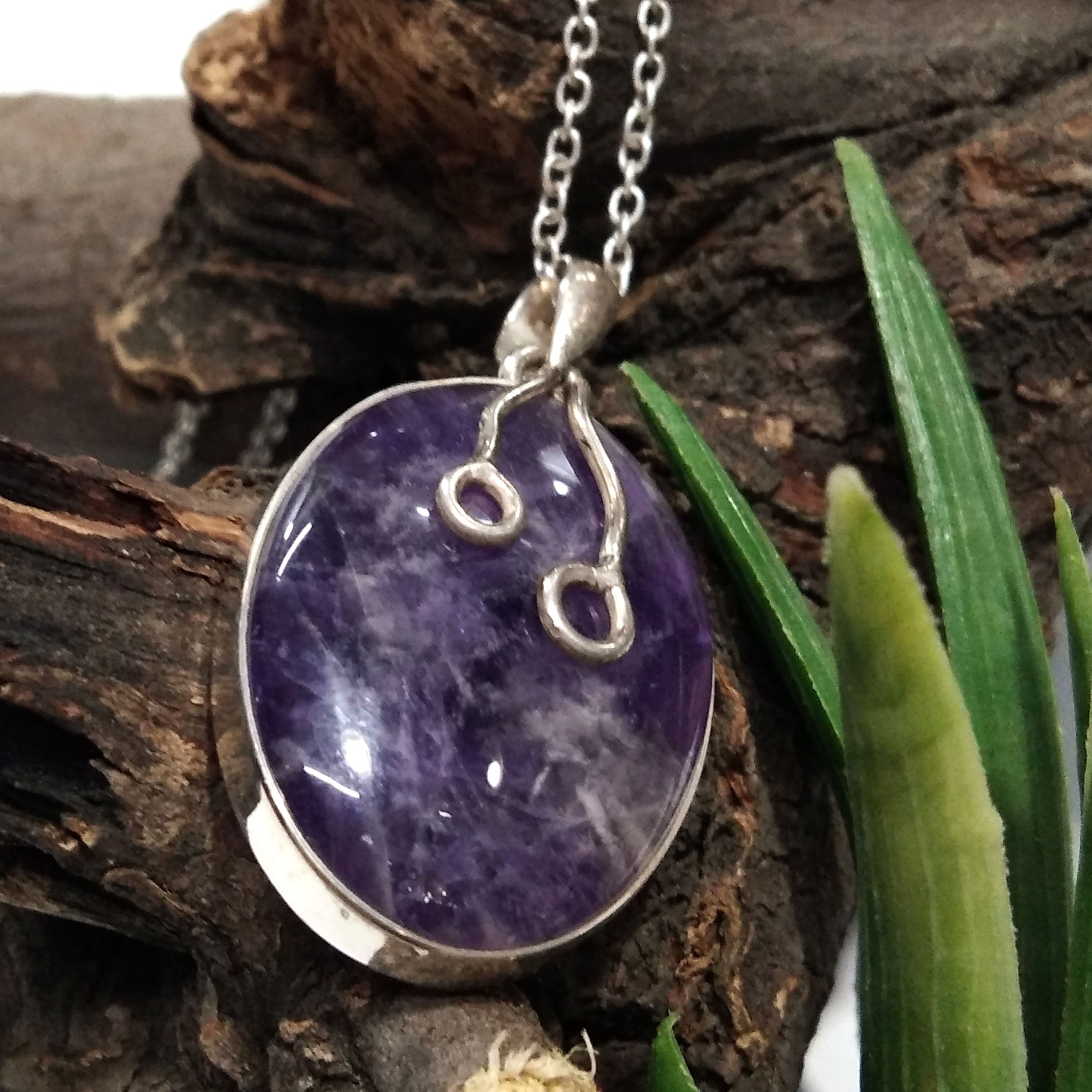 Natural Amethyst Gemstone Pendant Chain Necklace, 925 Starling Silver Pendant Necklace, Handmade Jewelry Stone Size 28x21 mm Gift Pendant