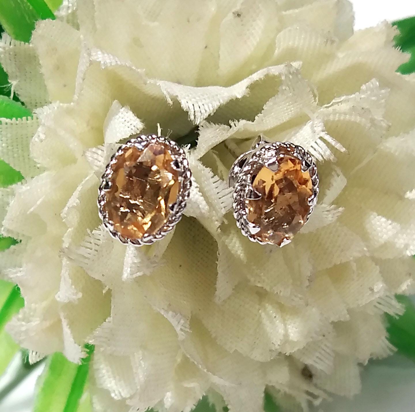 Natural Citrine Stud Earrings, 925 Solid Starling Silver Design Earring, Amazing Citrine Gemstone Oval Shape Stone Size 7x5 mm Gift For Her