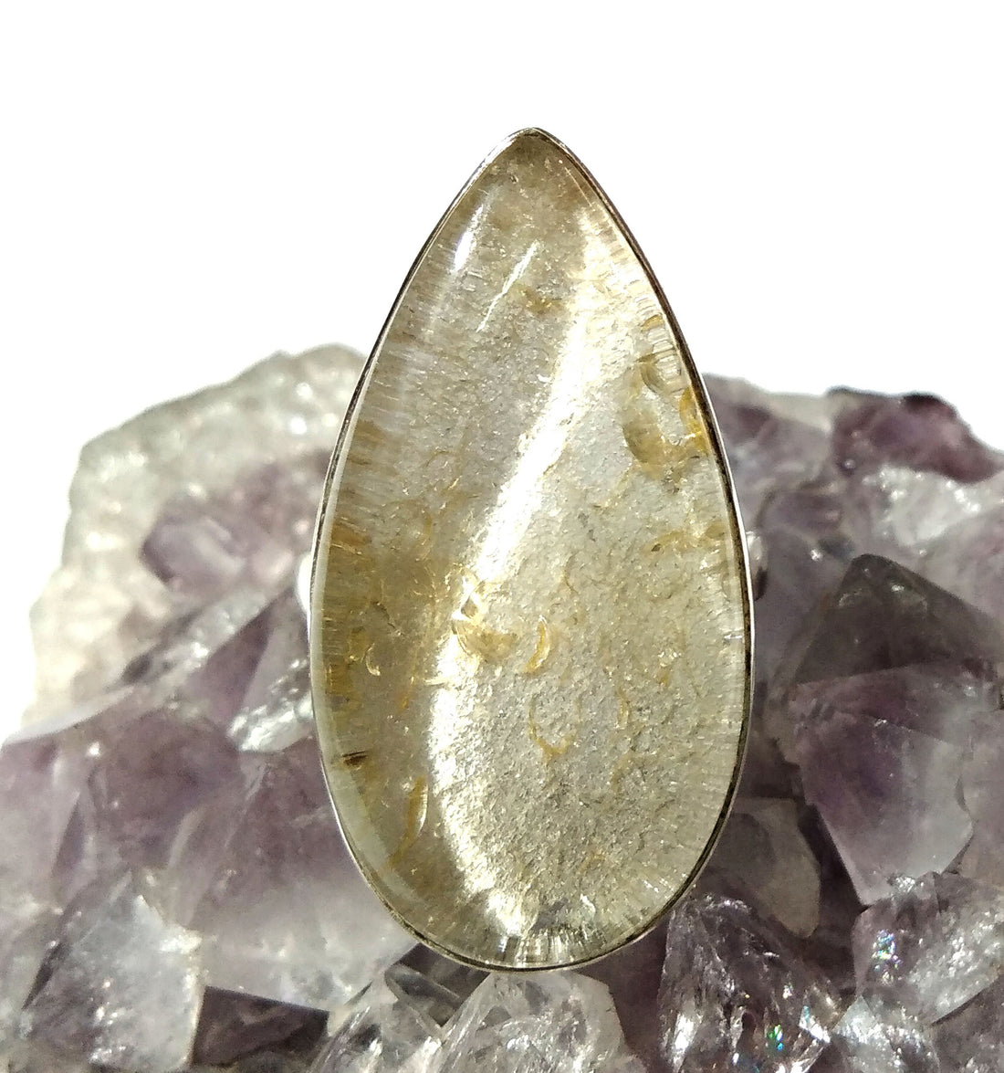 Natural Lodolite Garden Quartz Stone Ring, 925 Sterling Silver Ring, Amazing Garden Quartz Gemstone, Wedding Gift Ring, For Girls & Women