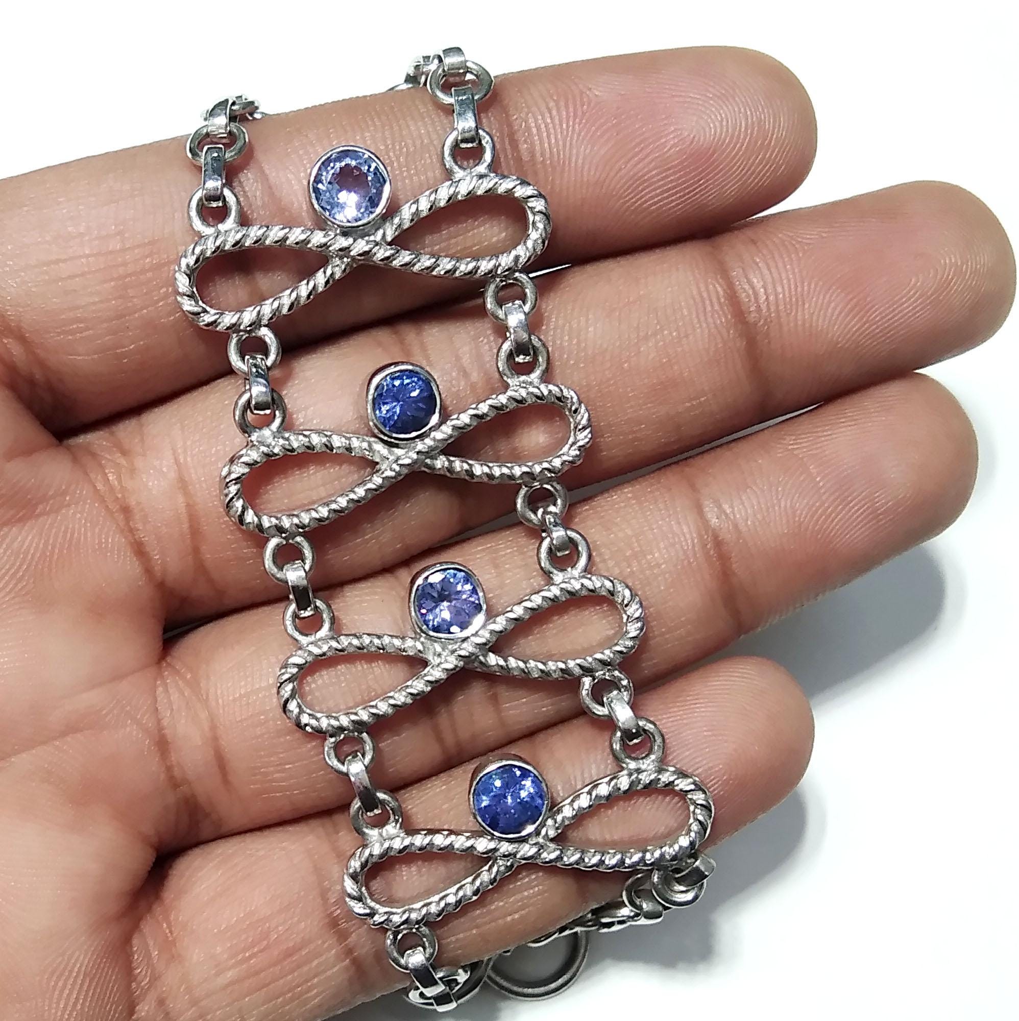 Tanzanite Bracelet, Natural Gemstone Bracelet, 925 Sterling Silver Jewelry, Handmade Bracelet, Tanzanite Jewelry, For Girls & Women Gift.