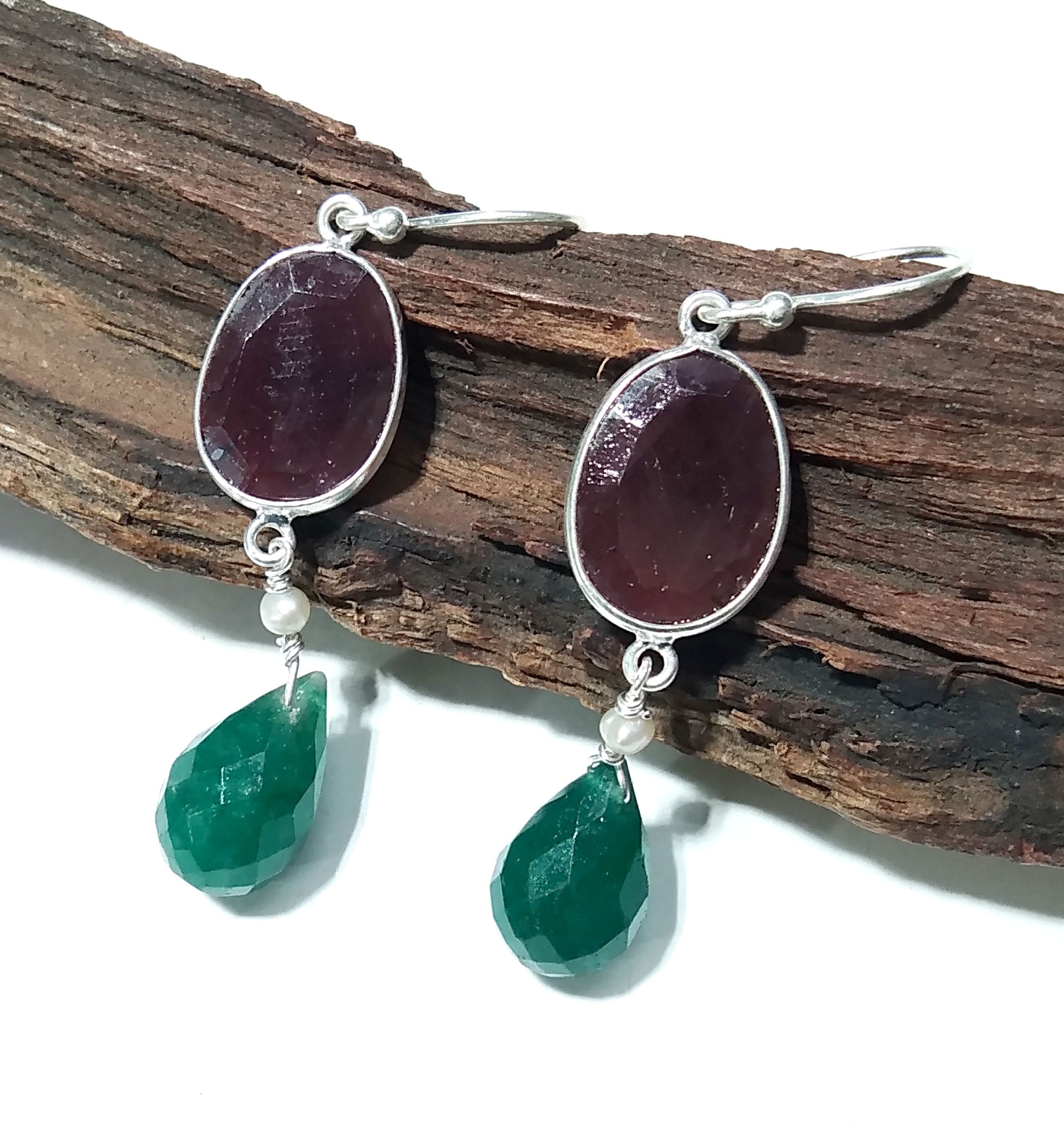 Beautiful Green Onyx & Smoky Quartz Gemstone Earring, Natural Gemstone Faceted With 925 Starling Silver Earring, Handmade Bezel Earring.