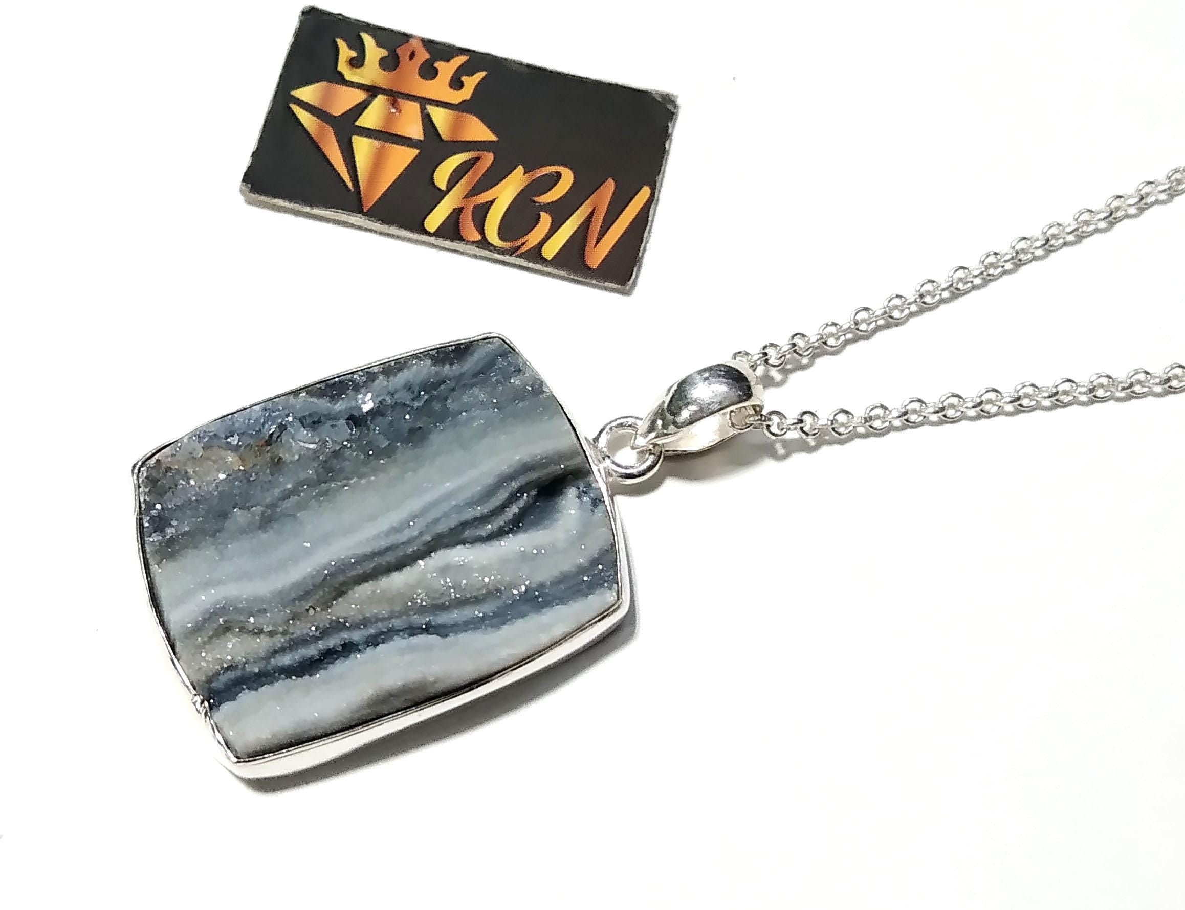 Natural Desert Druzy Gemstone Pendant, 925 Sterling Silver Pendant, Desert Druzy Chain Pendant Necklace, Handmade Gift For Wedding Pendant