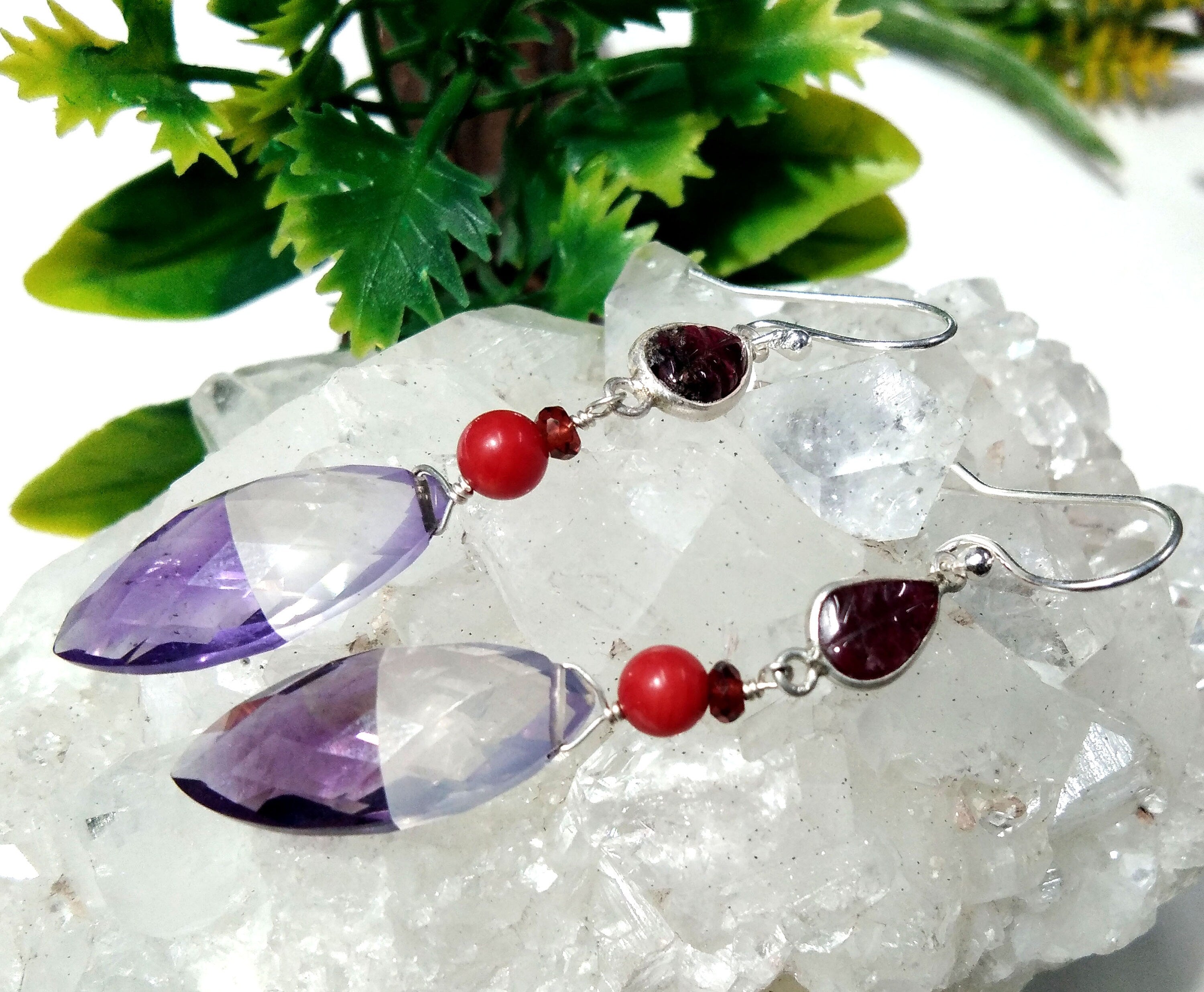 Natural Doublet Gemstone Light & Dark Color Amethyst Multi Stone Earring, 925 Silver Jewelry For Gifts Girls/Women, Handmade Making Earrings