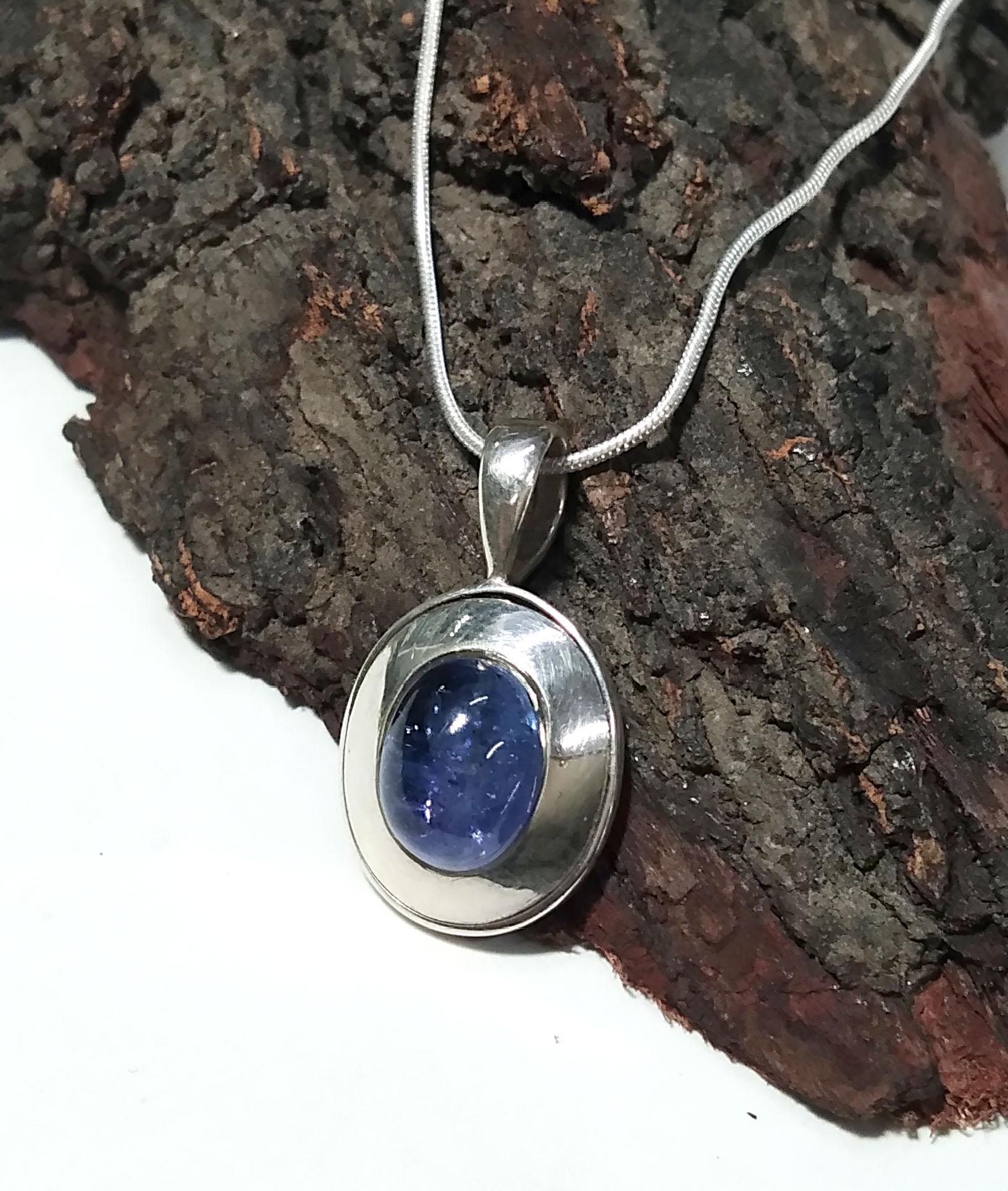 Natural Tanzanite Pendant, 925 Solid Sterling Silver Pendant Necklace, Tanzanite Necklace Chain, Dainty Oval Pendant, Blue Stone Pendant
