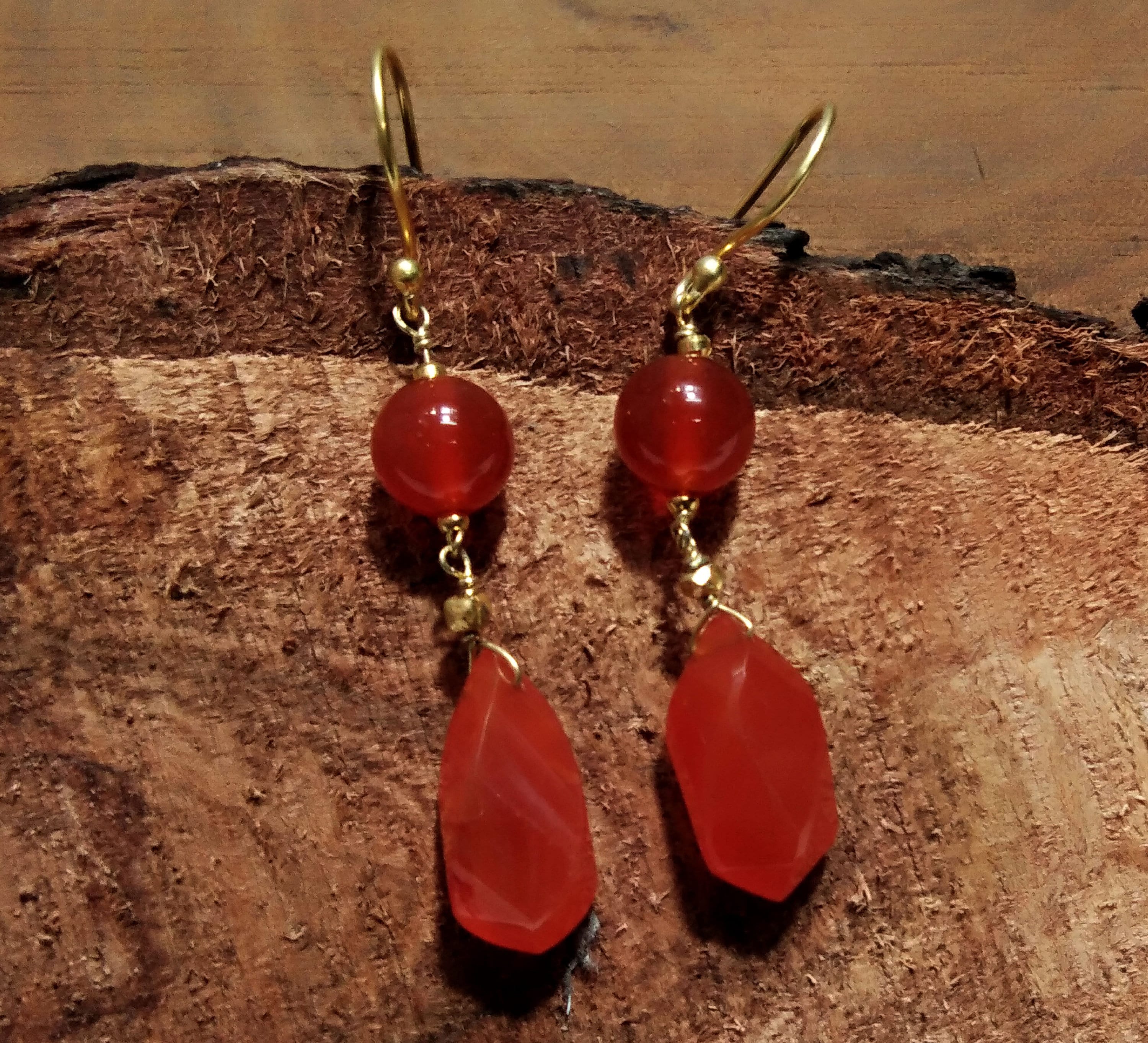 Natural Carnelian Gemstone Earrings, 925 Solid Sterling Silver With Gold Plated Earrings, For Girls & Women Earring, Gift Birthday Earrings