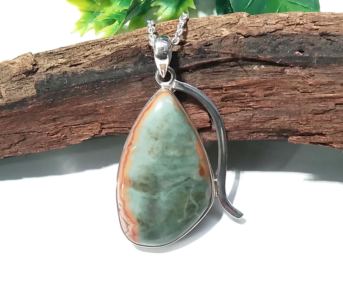 Polychrome Jasper Gemstone Pendant Necklace, 925 Starling Silver Chain Necklace Pendant, Handmade Pendant Jewelry, Wedding Gift