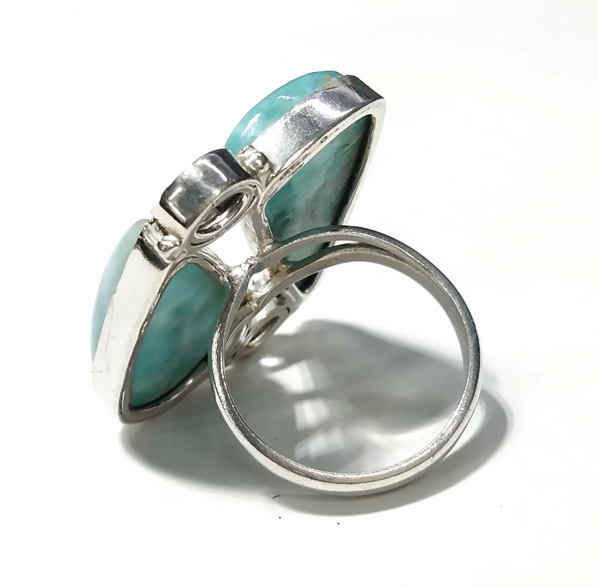 Natural Larimar & Tanzanite Faceted Gemstone Ring, 925 Solid Sterling Silver Jewelry Stone Ring, Handmade Jewelry, Gift Item For Girls/Women