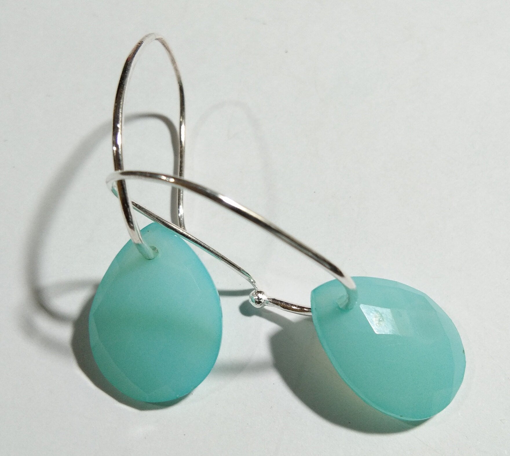 EARRING ! Natural Gemstone With 925 Sterling Silver Jewelry, Rose Calcy Earring, Cryso Calcy Earring, Aqua Calcy Earring, Handmade Jewelry.