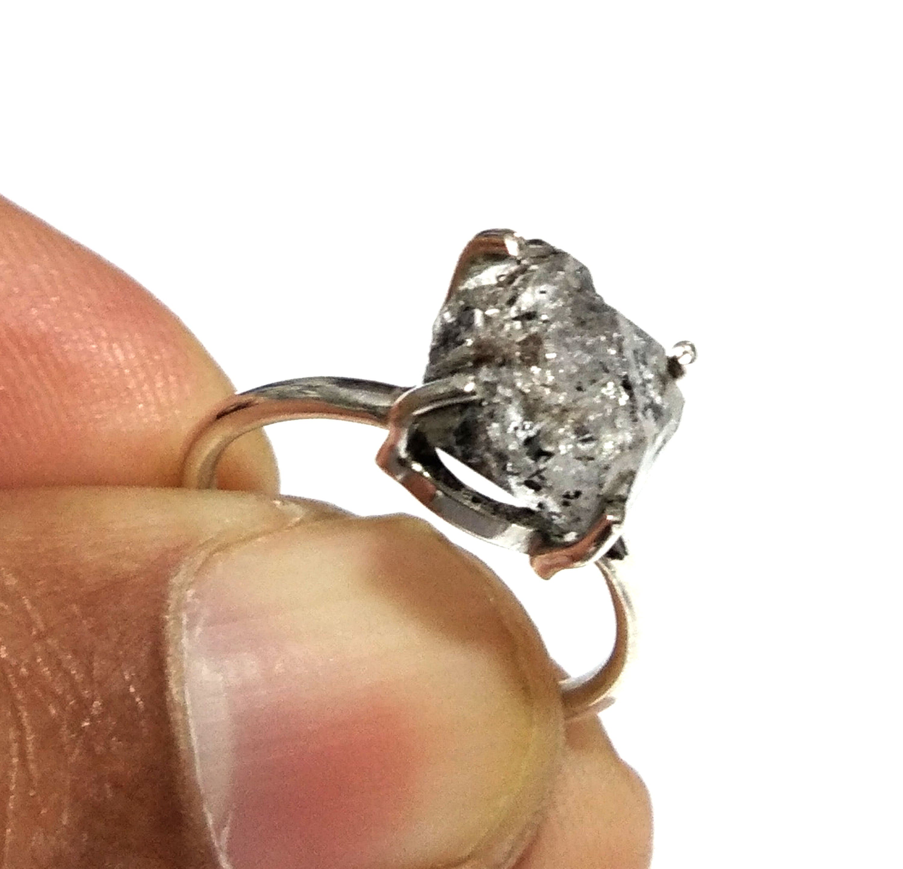 Raw Herkimer Diamond Rough Gemstone Ring, Solid 925 Sterling Silver Ring, White Herkimer Diamond Stone Size 9x9 mm Handmade Gift Engagement