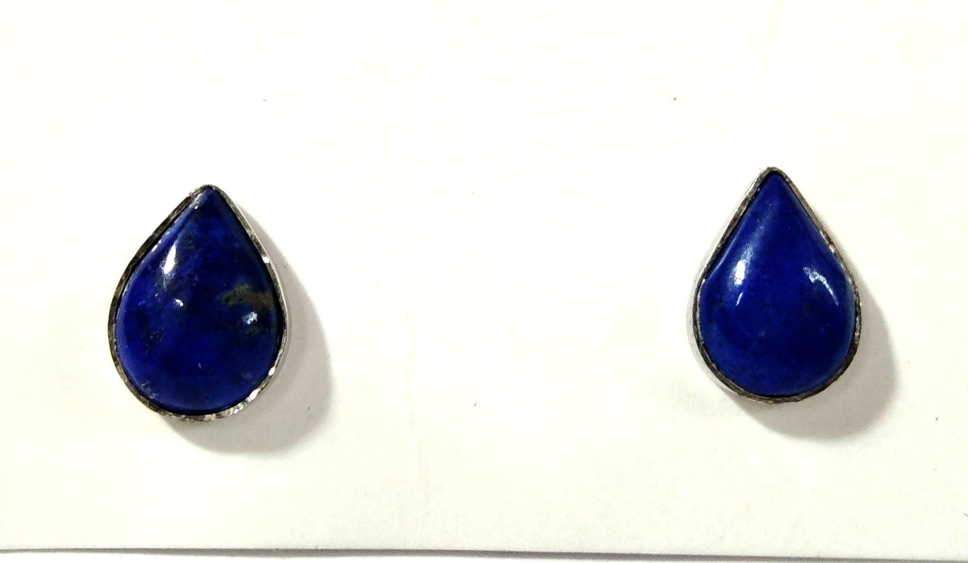 Natural Lapis Lazuli Stone Stud Earring, 925 Solid Starling Silver Earring, Pear Shape Stone Size 10x7 mm for Gift New Year Studs Earring