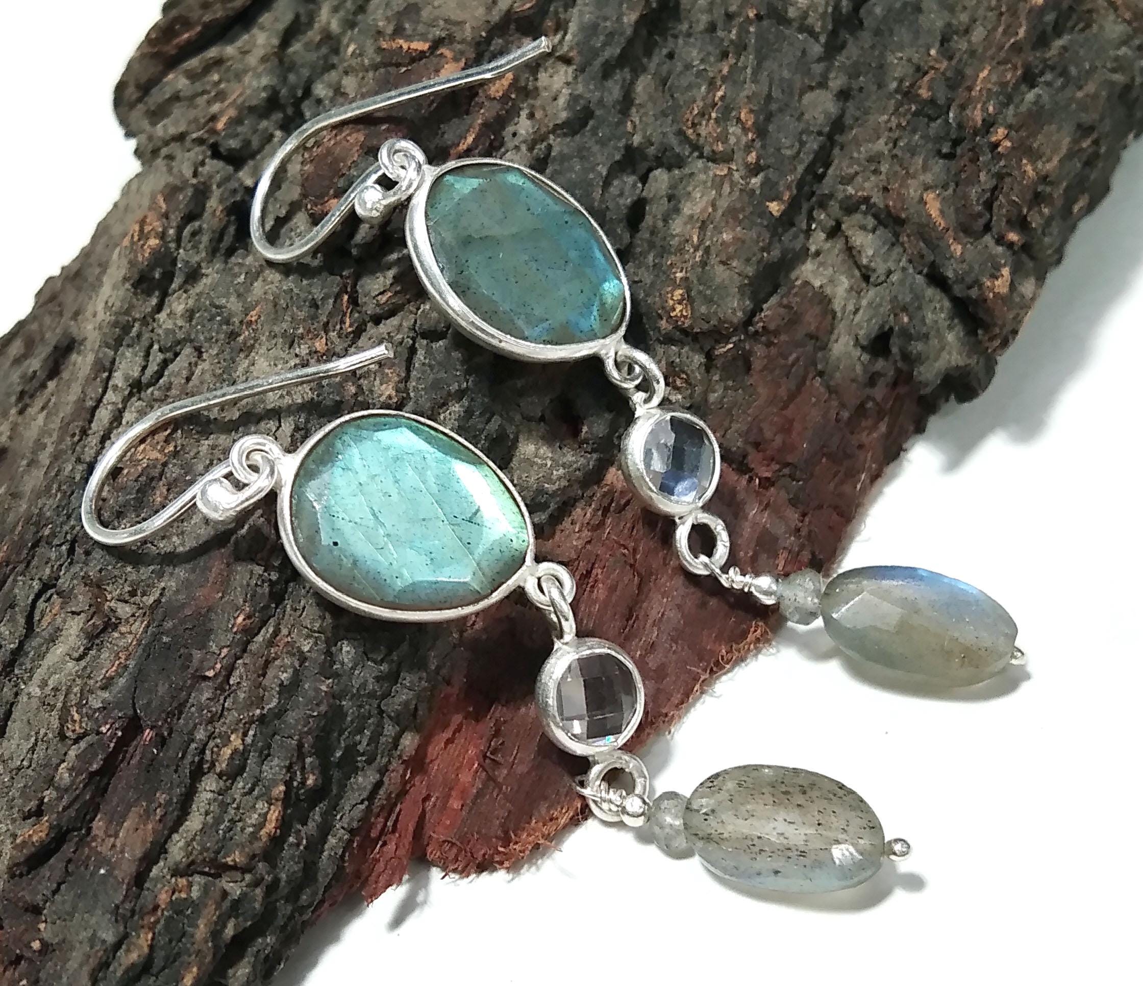 Labradorite Stone Earring, Solid 925 Starling Silver Jewelry Earring, Natural Labradorite Stone Handmade Gift Women Bridesmaid Earring Stone