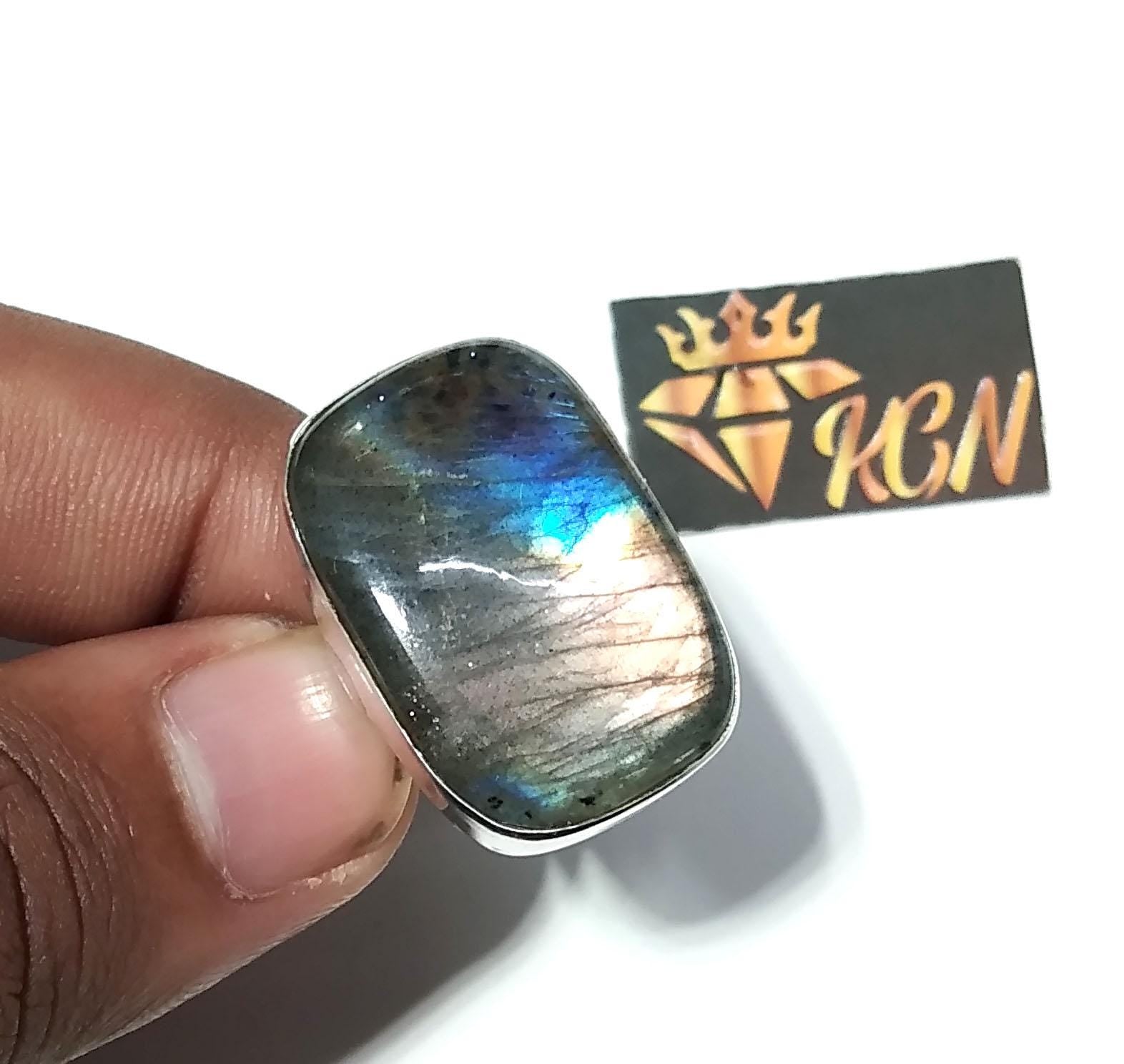 Natural Purple Fire Labradorite Gemstone Ring, Specrtolite Labradorite Ring, 925 Solid Sterling Silver Ring, Amazing Design Labradorite Ring