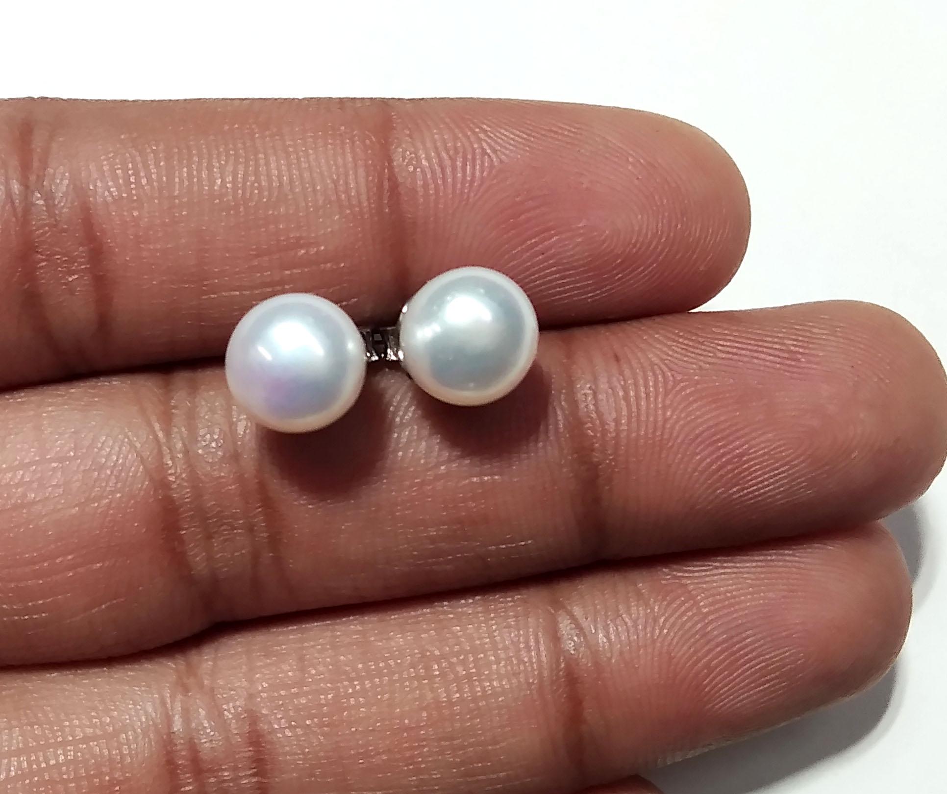 Real Freshwater Pearl Stud Earrings, 925 Starling Silver Stud Earring, Natural Freshwater Pearl Stud Earrings, Handmade Studs For Women.