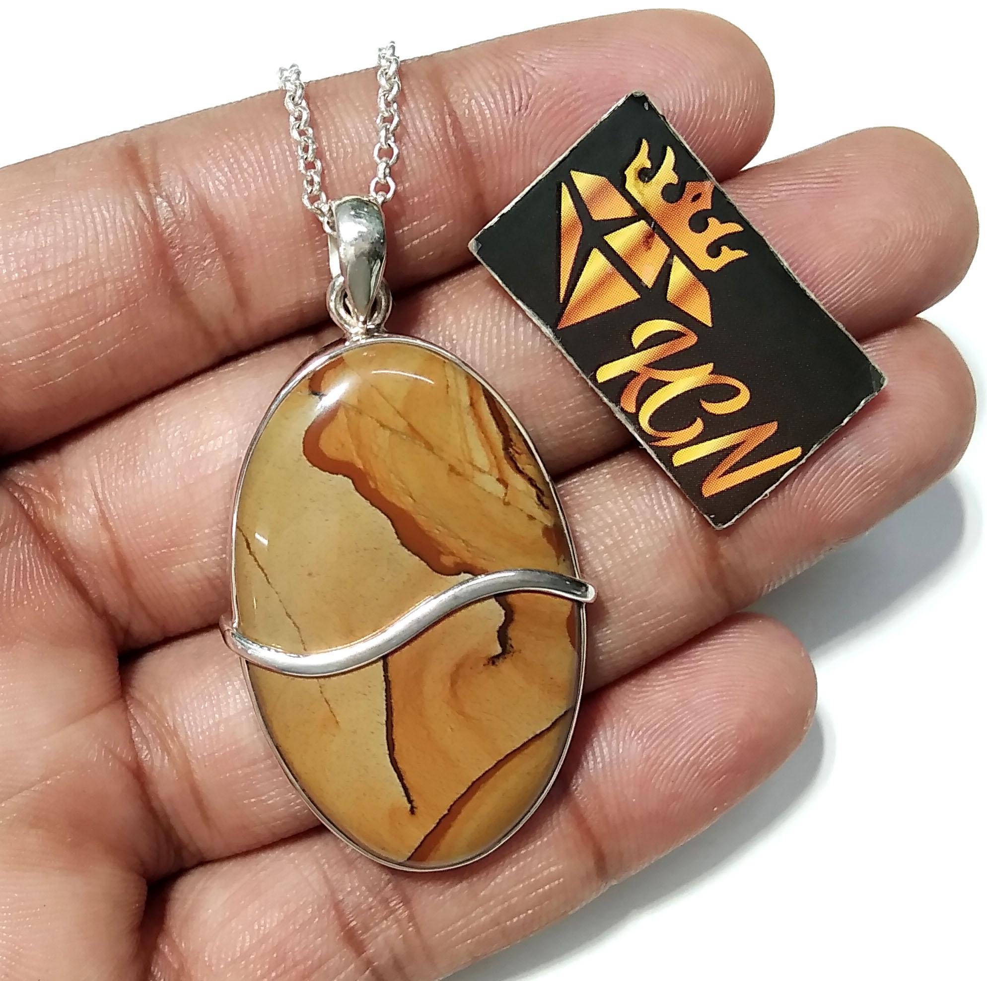 Natural Picasso Picture Jasper Stone Pendant, 925 Sterling Silver Pendant Jewelry, Handmade Silver Design Pendant, Gift For Wedding Pendant