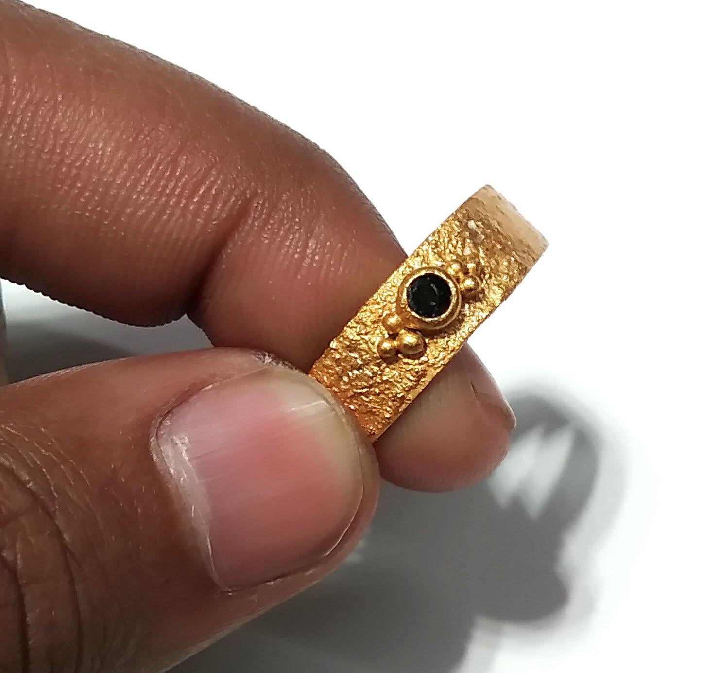 Natural Black Spinel Ring, Solid 925 Sterling Silver Gold Plated Ring, Amazing Black Spinel Ring, Handmade For Gift Birthday Ring