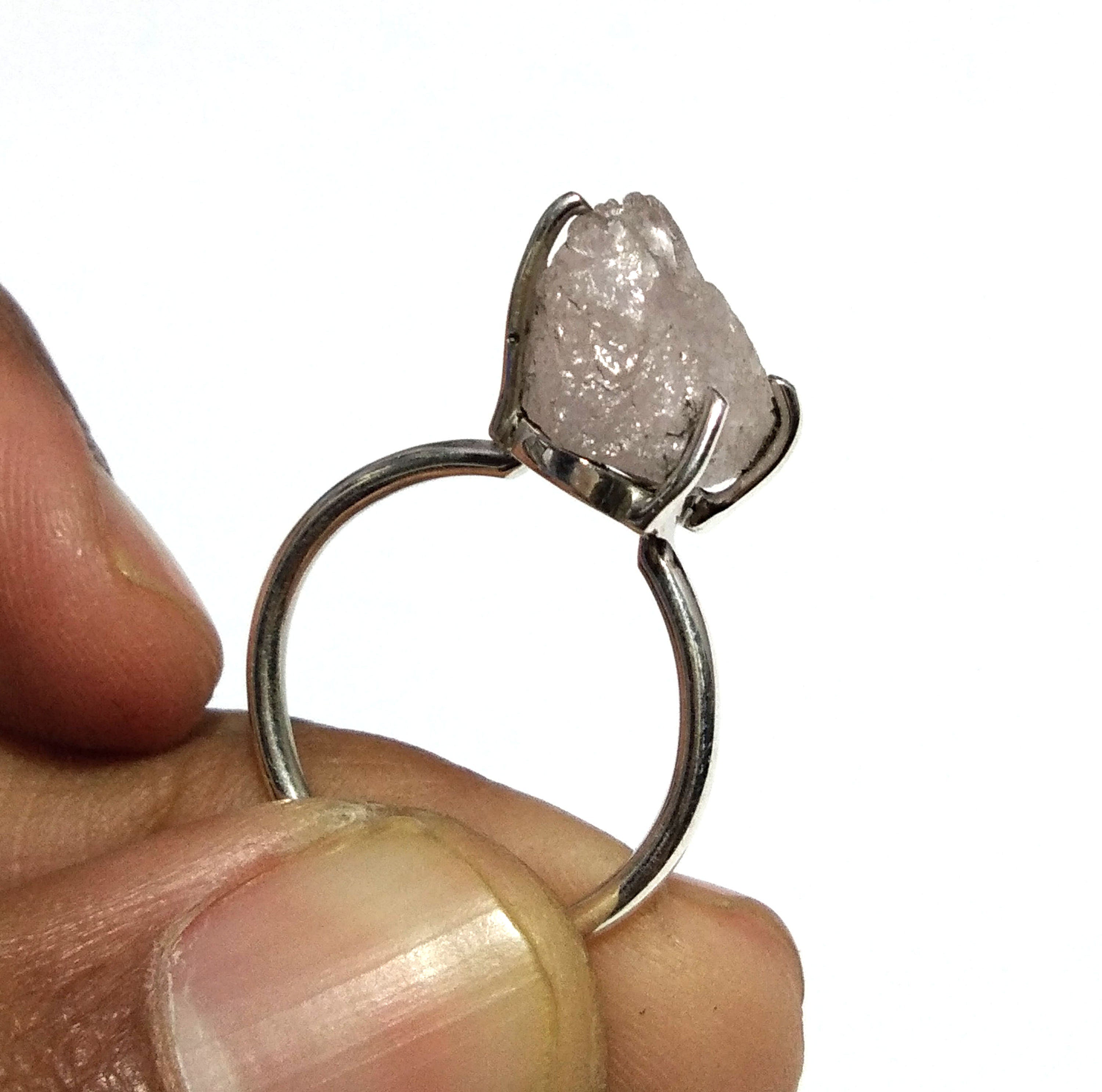 Natural Rough Morganite Gemstone Ring, 925 Solid Sterling Silver Ring, Morganite Stone Size 13x9 mm Handmade Ring, For Gift Wedding Ring