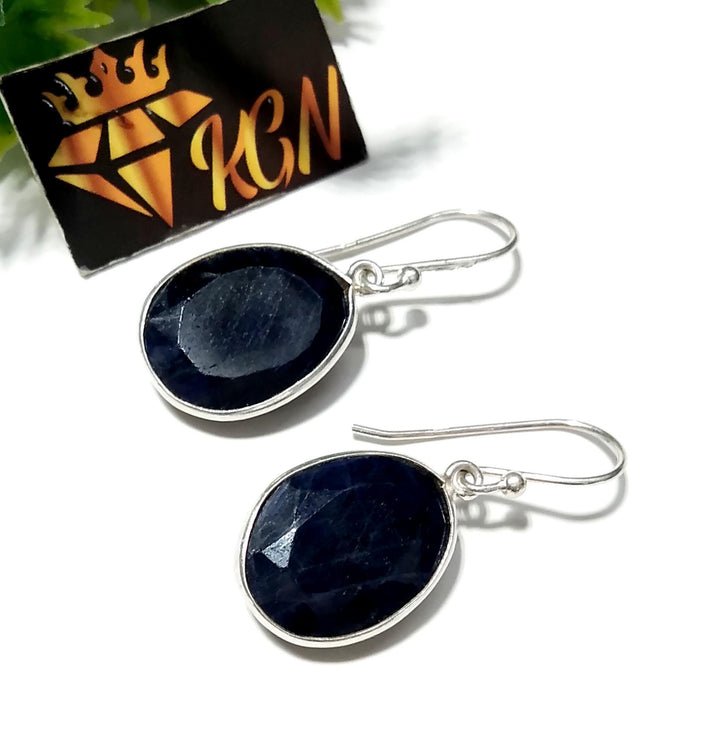Natural Blue Sapphire Stone Earring, 925 Solid Starling Silver Earring, Top Color Blue Sapphire Fancy Shape Stone Size 16x12 mm Gift Earring