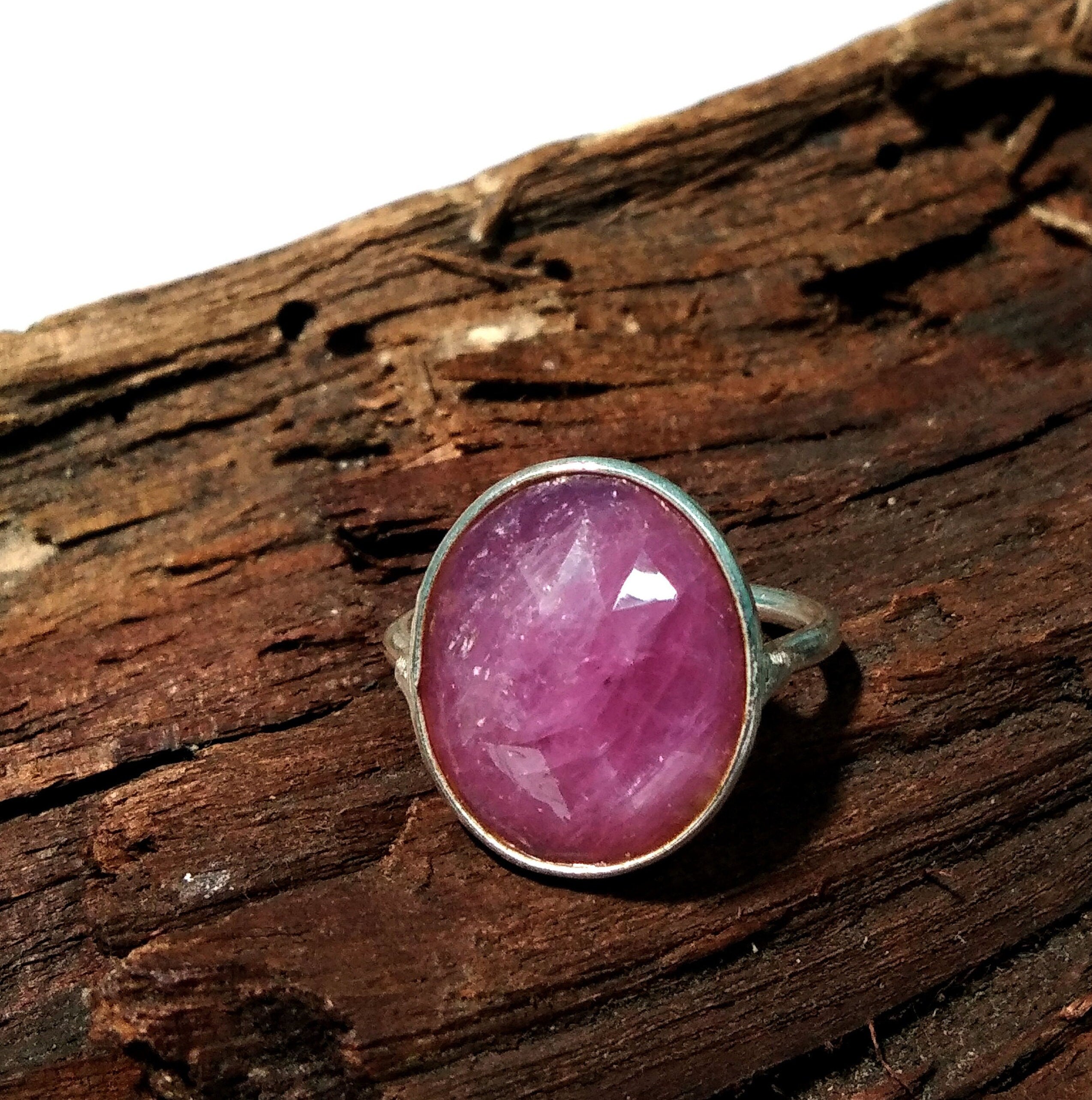 Natural Pink Sapphire Rings, 925 Starling Silver Ring Jewelry, Precious Gemstone Sapphire Ring, Handmade Bezel Ring, Free Shipping.
