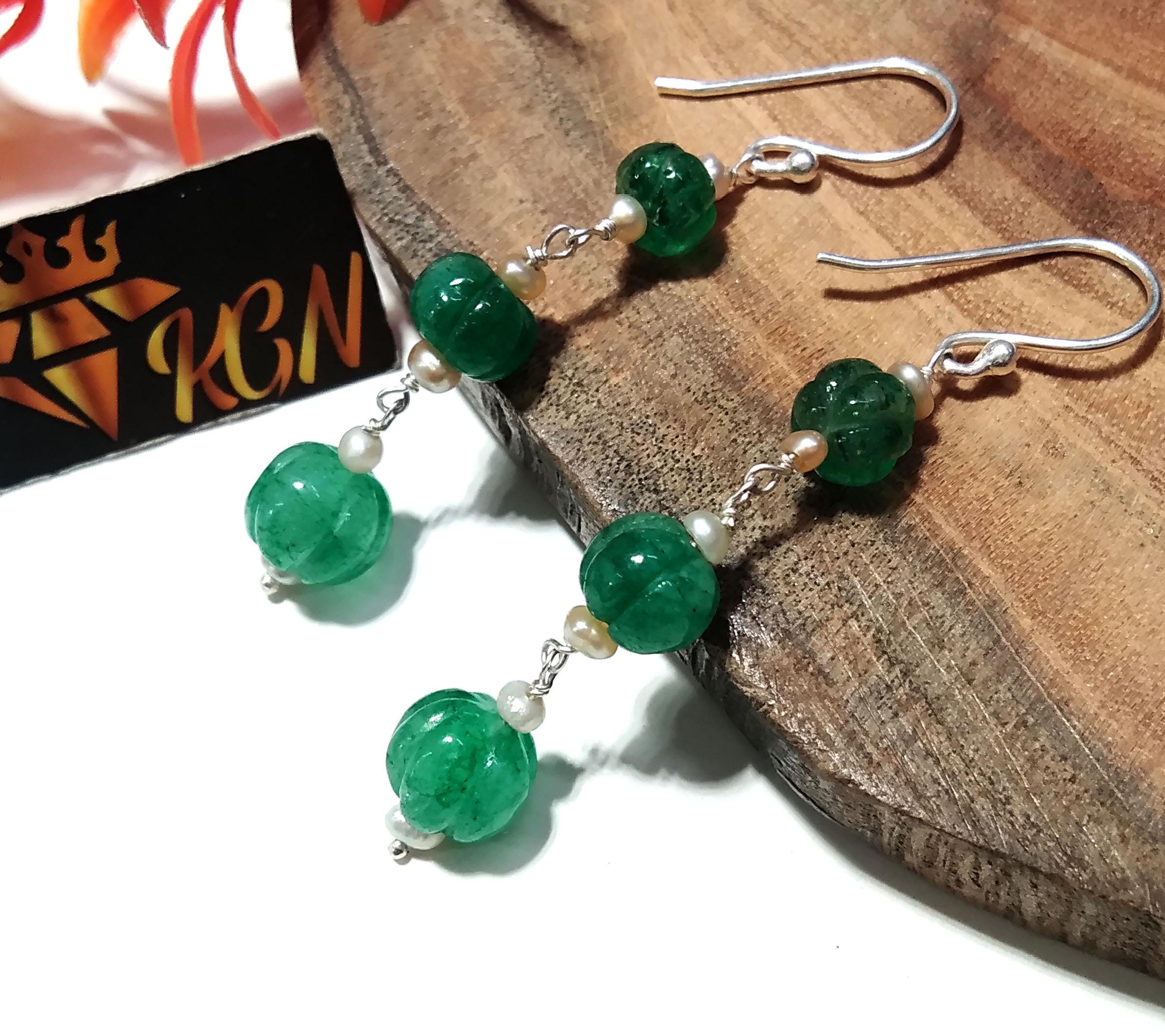 Natural Strawberry Quartz Pumpkin Beads Earring, 925 Silver Beaded Earring, Gemstone Handmade Making Jewelry, Beautiful Beads Stone Earring