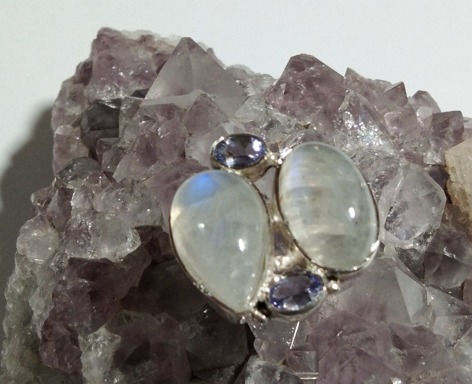 Rainbow Moonstone And Tanzanite Multi Stone Rings, 925 Sterling Silver Jewelry, Natural Gemstone Ring, Handmade Jewelry, For Girls/Women.