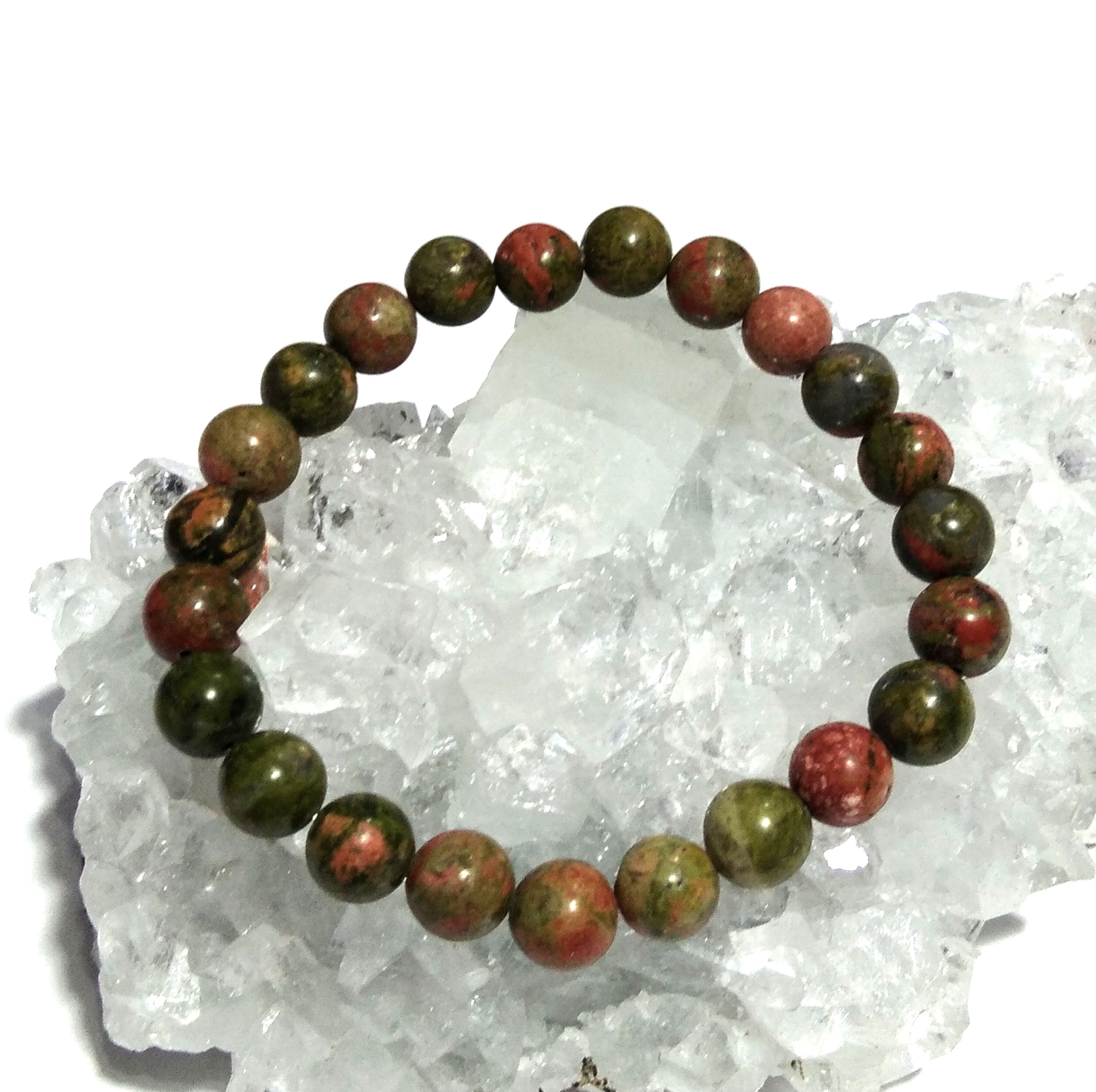 Unakite Bracelet Beads Stone, Natural Unakite Stone Bracelet, Healing Handmade for Men & Women Bracelet, Size 8x8mm Gift Easter day Bracelet