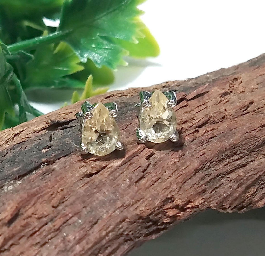 Natural Citrine Gemstone Stud Earring, 925 Starling Silver Jewelry Earring Amazing Citrine Gemstone Pear Shape Stone Size 7x5mm Gift For Her