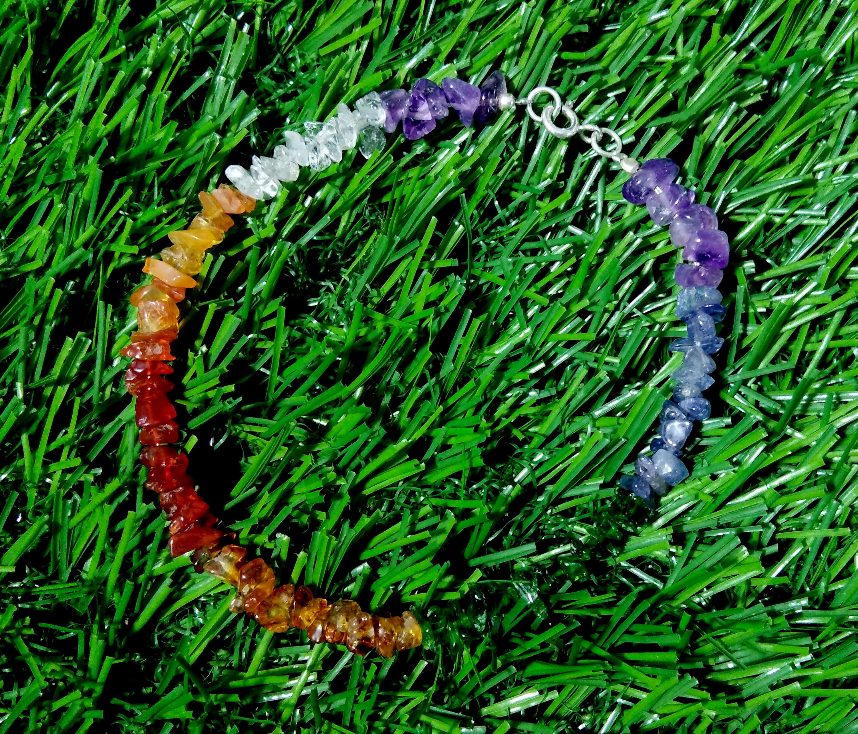 925 Silver With Natural Gemstone Bracelet, 7 Chakra Bracelet, Reiki Healing Crystal Gemstone Anxiety Healing Crystal Bracelet, Yoga Energy