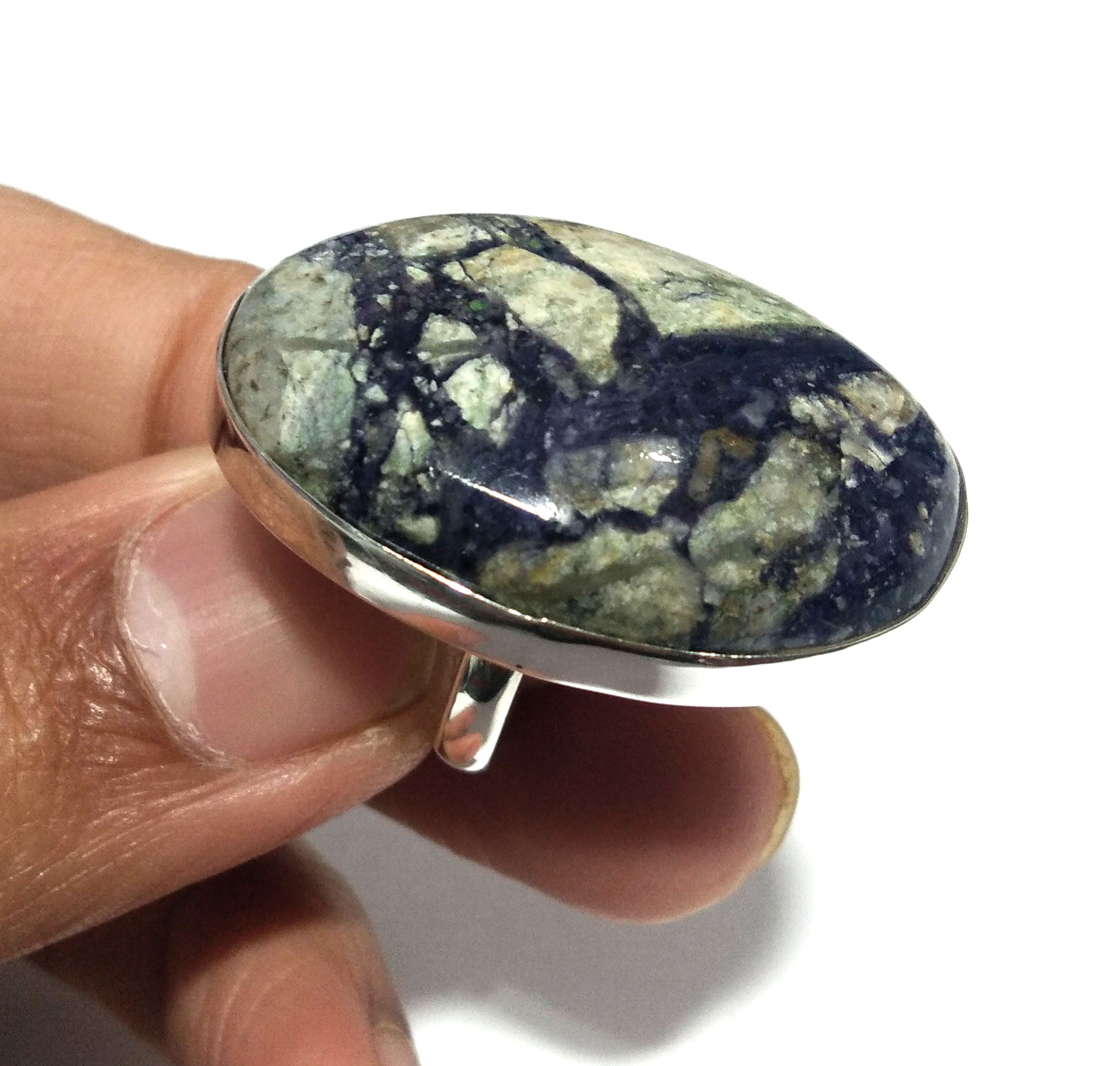 Natural Tiffany Jasper Gemstone Ring, 925 Solid Sterling Silver Ring, Tiffany Jasper Stone Size 33x22mm Handmade Ring, Gift Wedding day Ring
