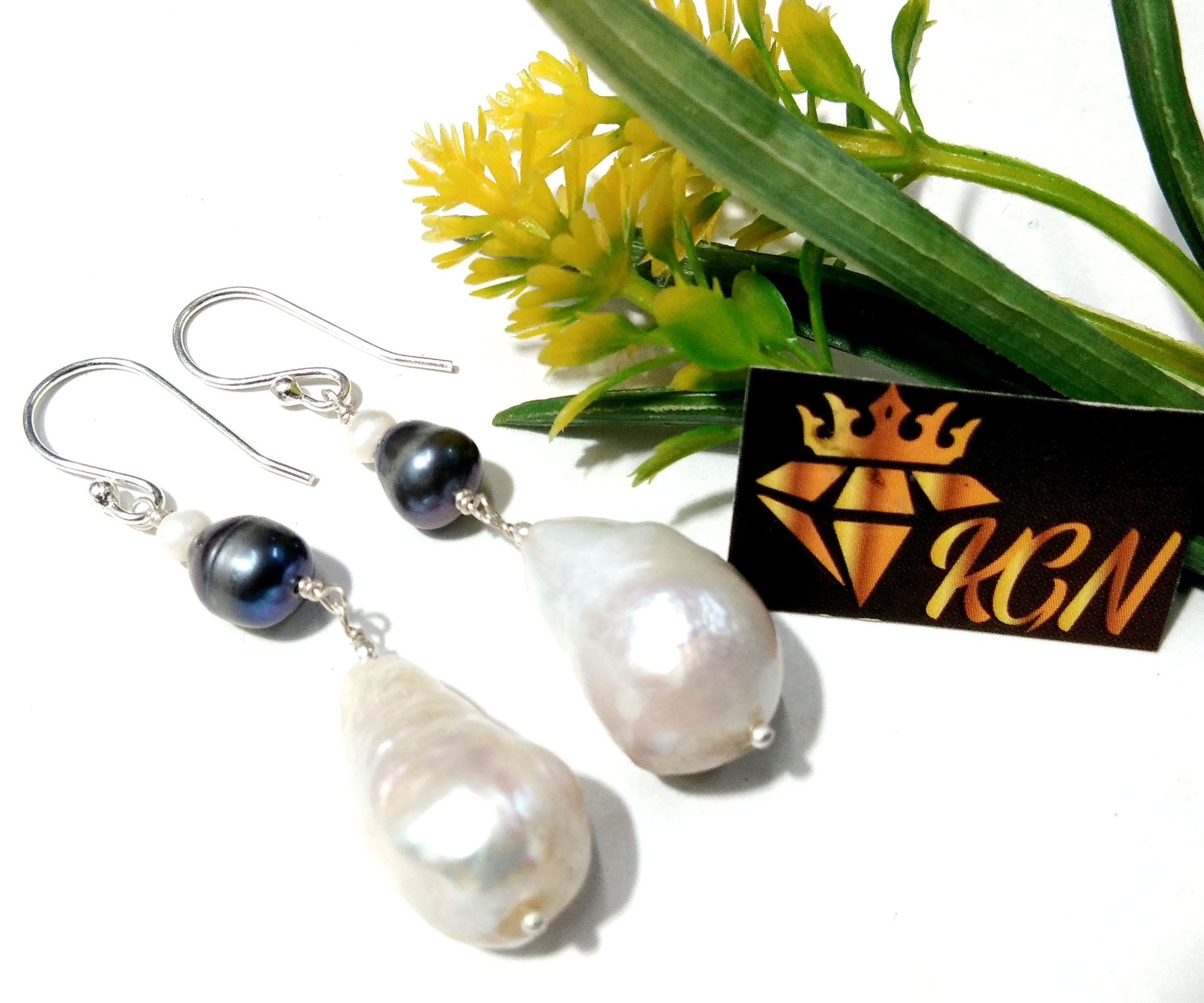 White Natural Baroque Pearl Earring, 925 Sterling Silver Earring, Elegant Pearl Gift, Fine Baroque Pearl Jewelry, Handmade Earring For Women