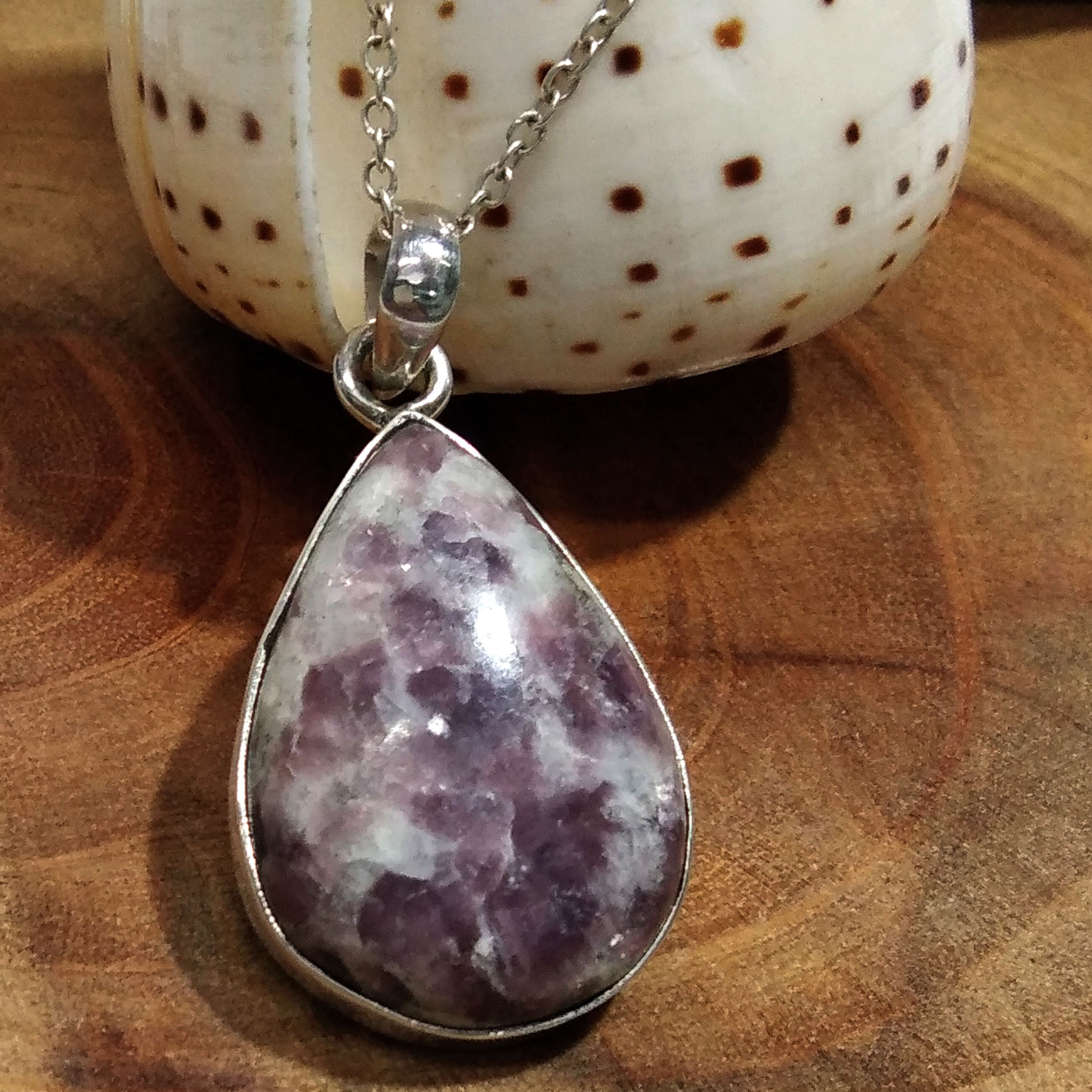 Lepidolite Gemstone Pendant Necklace, 925 Starling Silver Pendant Necklace Chain, Handmade Jewelry Stone Size 29x20 mm Gift Pendant