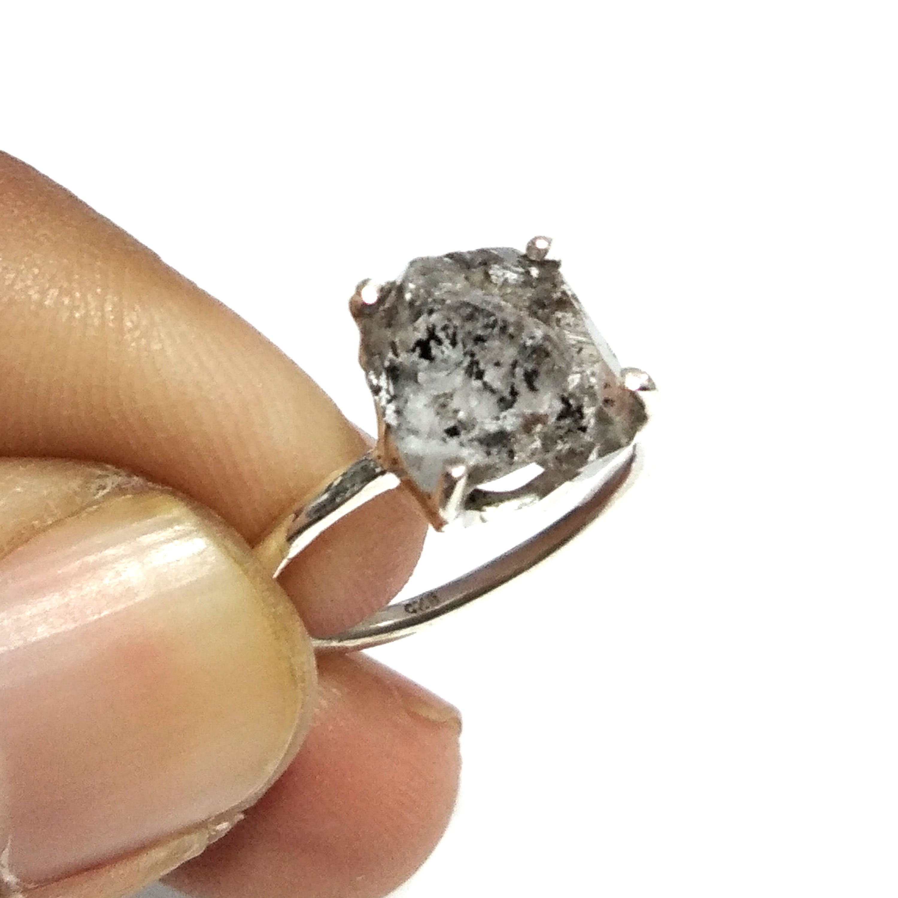 Raw Herkimer Diamond Rough Gemstone Ring, Solid 925 Sterling Silver Ring, White Herkimer Diamond Stone Size 9x9 mm Handmade Gift Engagement