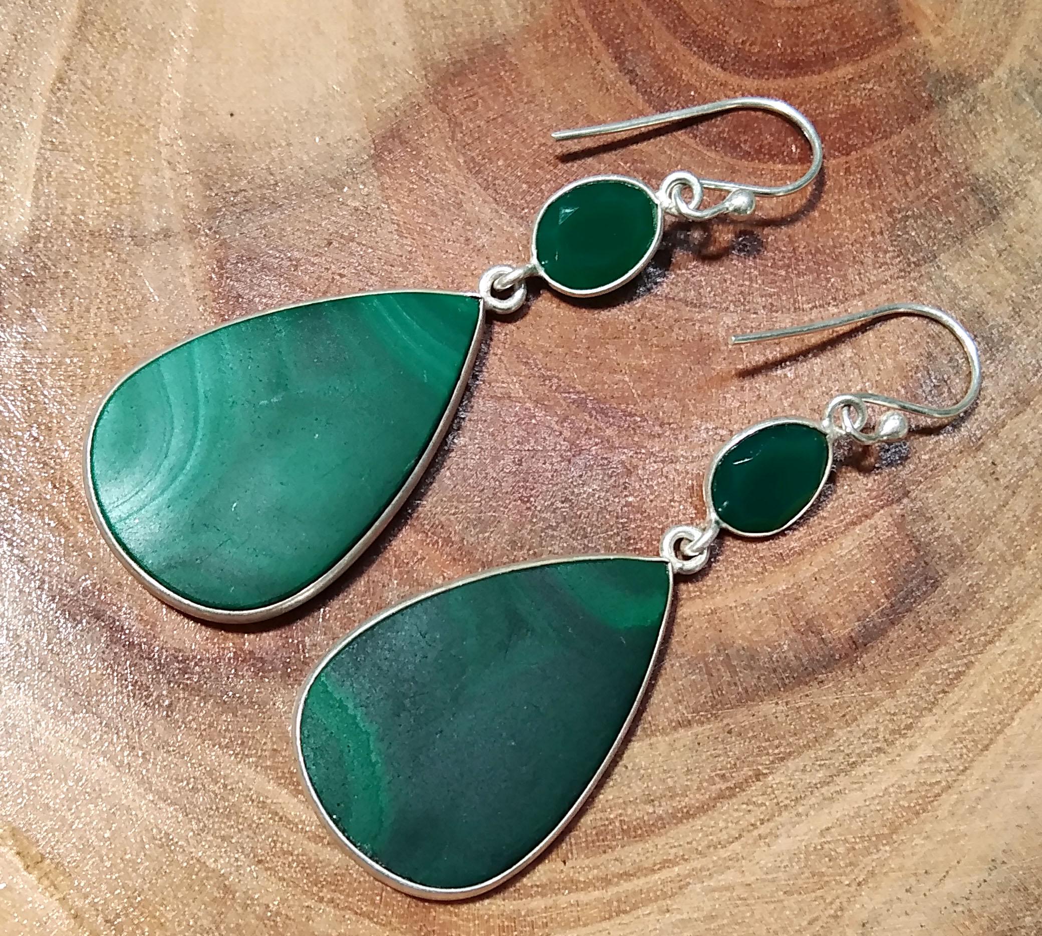 Malachite And Green Onyx Stone Earring, 925 Starling Silver Earring, Natural Malachite Stone Handmade Gift Women Bridesmaid Earring Stone