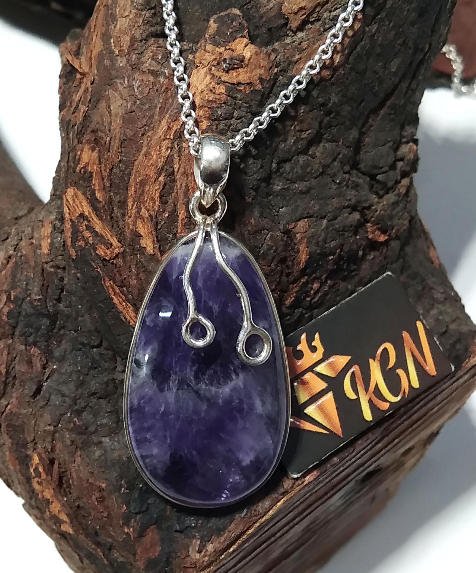 Natural Amethyst Gemstone Chain Pendant Necklace, Solid 925 Starling Silver Pendant, Stylish Pendant Jewelry, Gift Wedding Pendant Jewelry