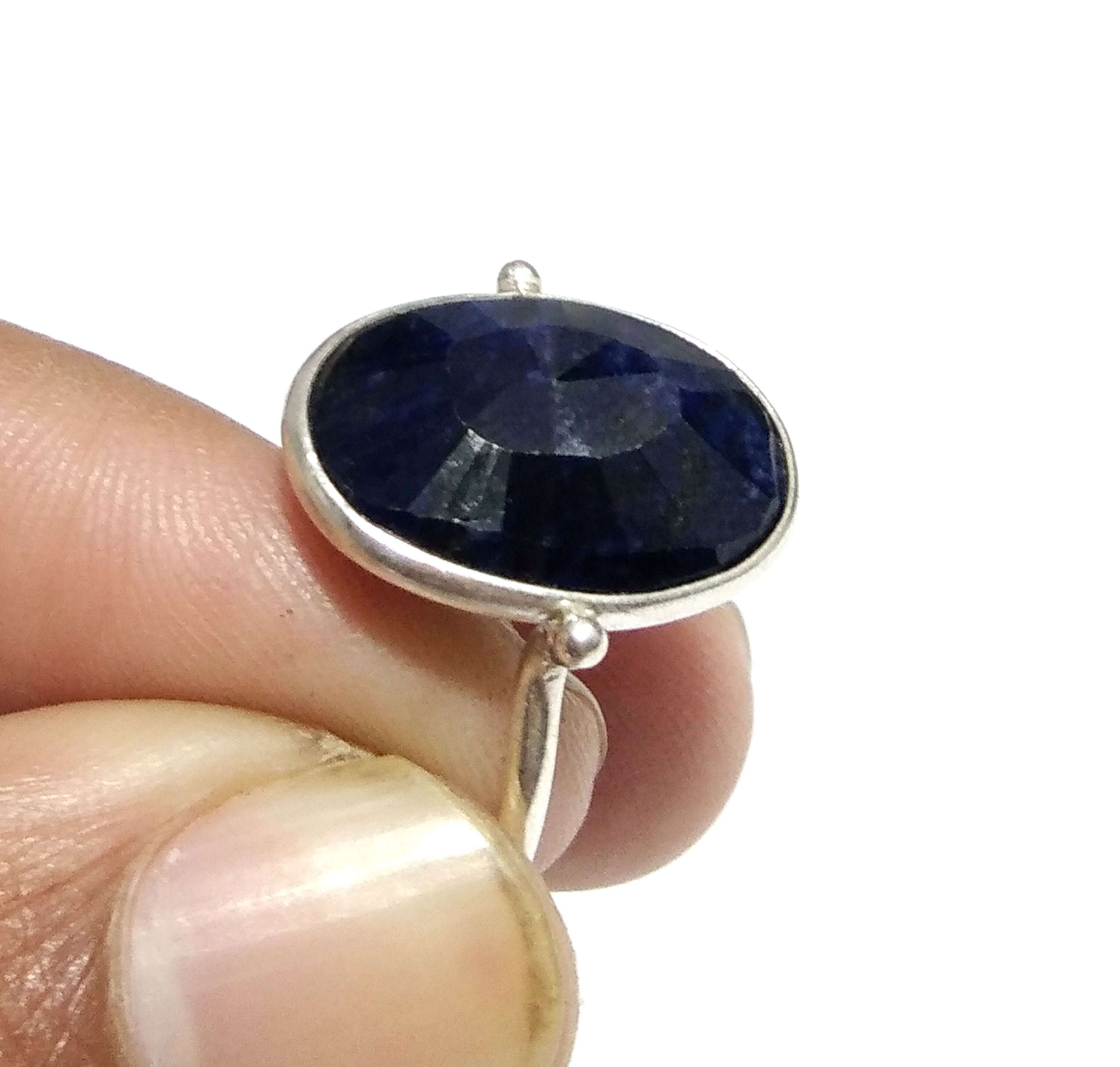 Blue Sapphire Stone Ring, 925 Solid Starling Silver Ring, Stone Size 13x18mm Natural Blue Sapphire Checker Cut Stone Ring, Gift Wedding Ring
