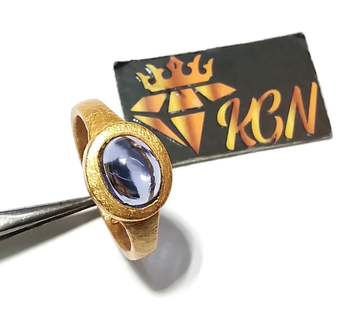 Iolite Sterling Silver Ring, 925 Sterling Silver Gold Plated Ring, Natural Iolite Stone Ring, Nice Design Good Making Gift Ring Gift For Her