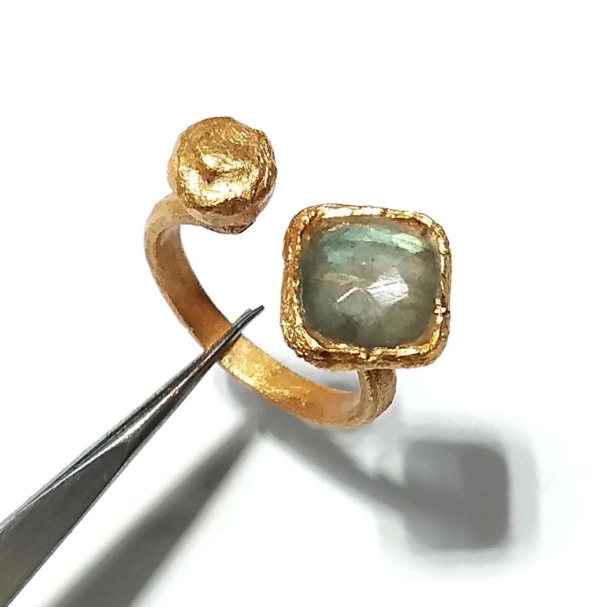 Labradorite Gemstone Ring, 925 Sterling Silver Gold Plated Ring, Natural Labradorite Ring, Silver Design Good Making Gift Ring, Gift For Her