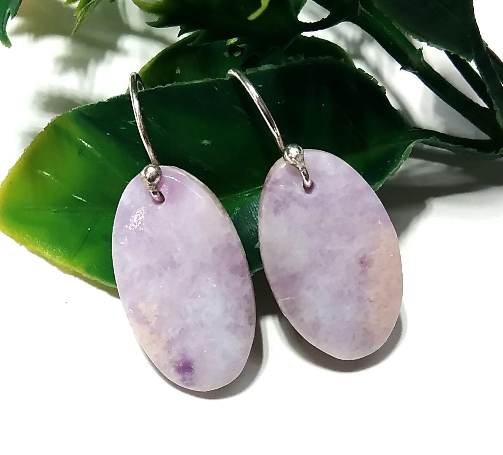 Lepidolite Earrings, 925 Silver Earring, Purple Lepidolite Stone Jewelry, Handmade Earring For Girls & Women Gift Jewelry, Crystal Earrings