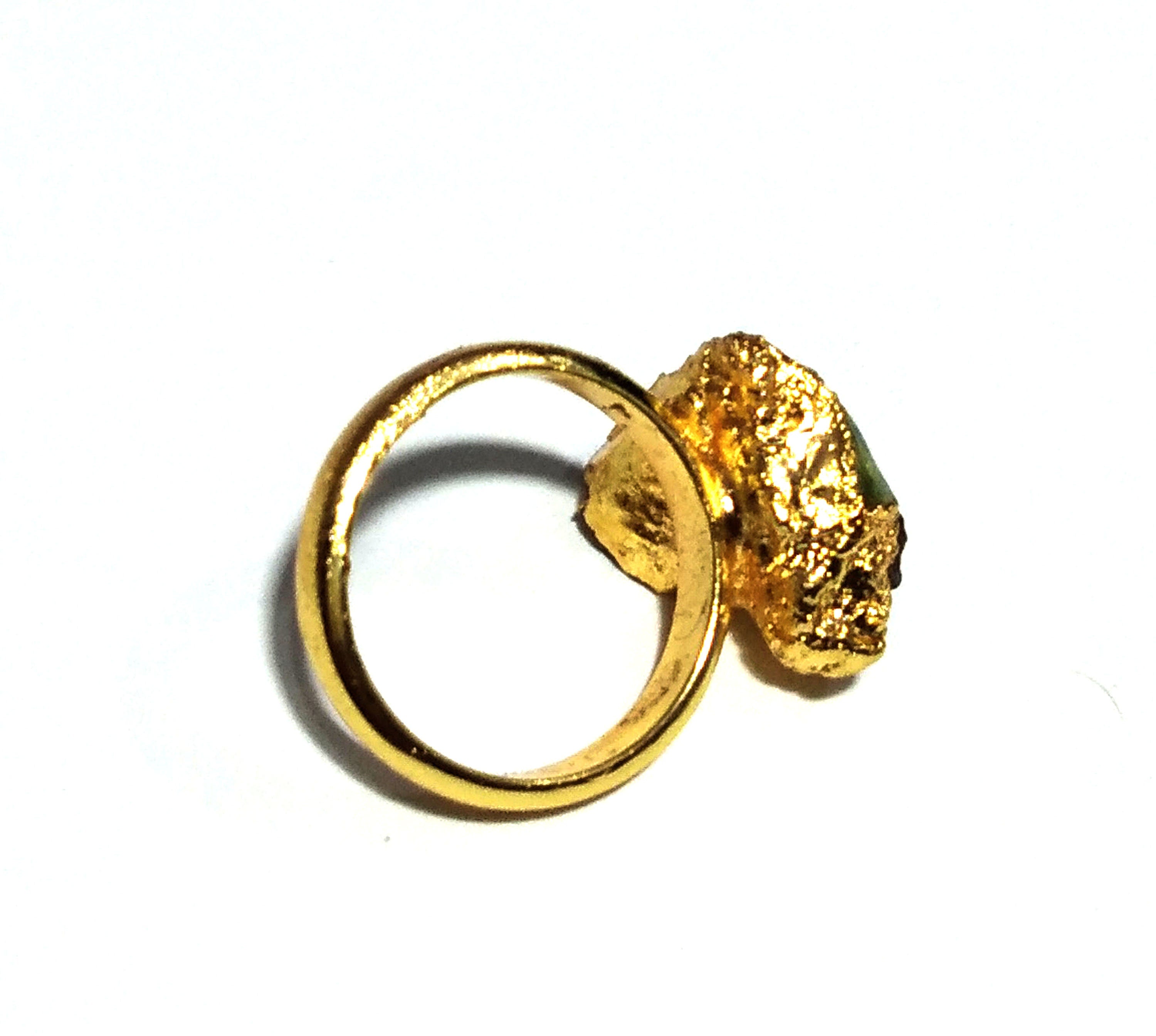 Natural Raw Larimar Rough Stone Ring, 925 Solid Sterling Silver Gold Plated Ring, Larimar Stone Size 12x13 mm Handmade Gift Statement Ring